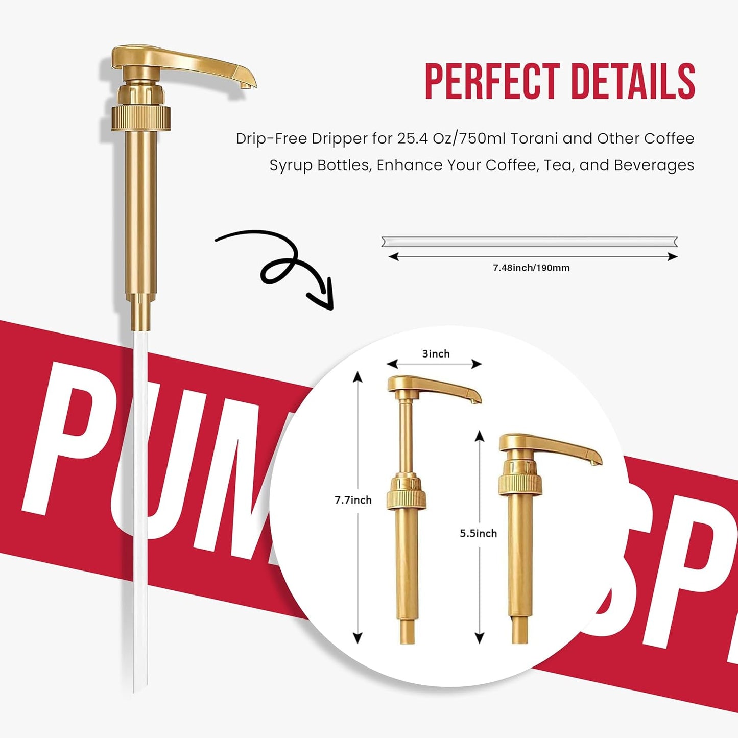 Jimoco® Syrup Pump Dispenser + Torani® Strawberry Syrup, 25.4 oz - Coffee Syrup Pump & Flavoring Bundle