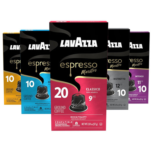 Lavazza Espresso Variety Pack of Aluminum Capsules Compatible with Nespresso* Original Machines, Contains Light, Medium, and Dark Espresso Roast (60 Capsules)