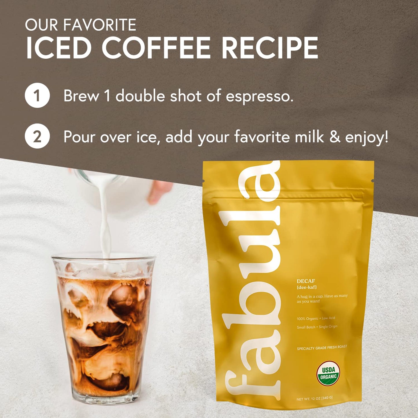 Fabula Coffee Decaf Dark Roast Freshly Ground - Organic - Low Acid - Single Origin - Non-GMO - Mold Free - 12 Ounces