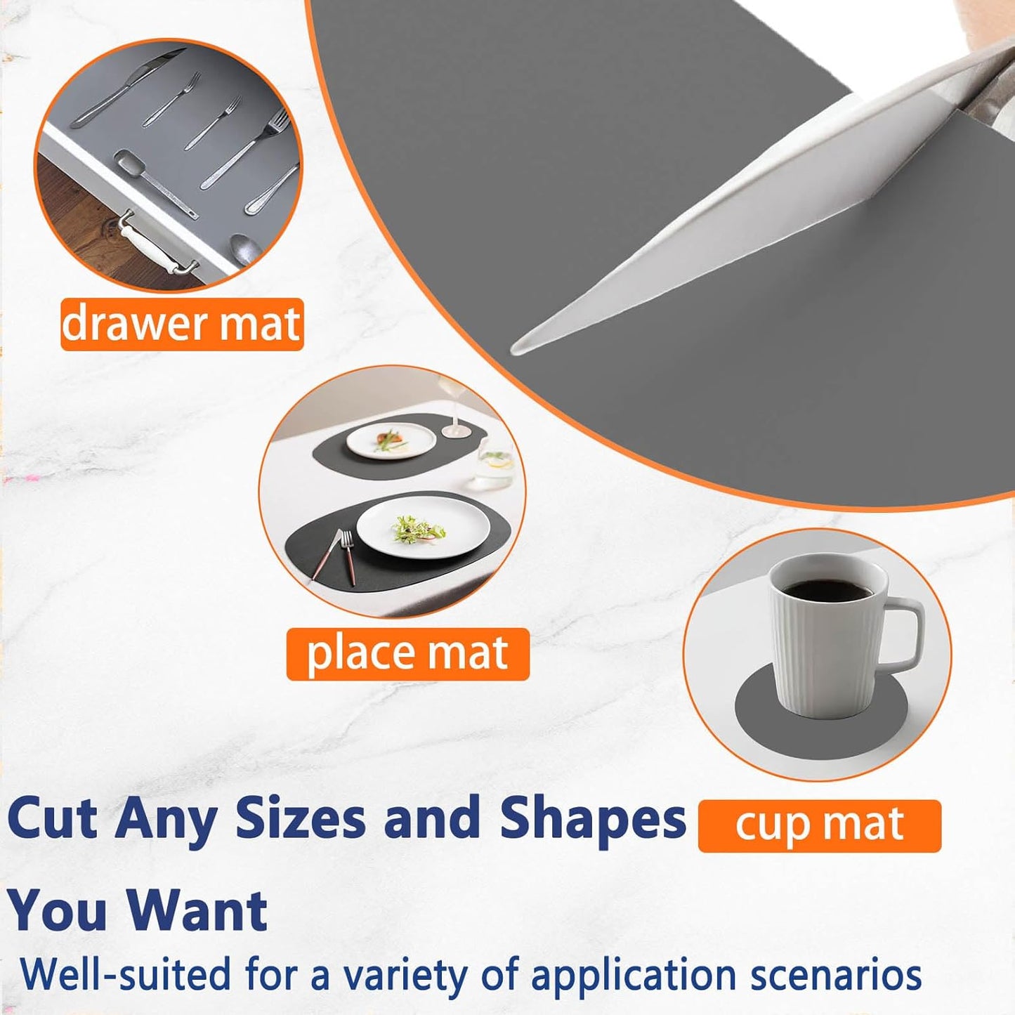 2 Pack Large Silicone Mats for Kitchen Counter, 36''x24''(90cmx60cm) Heat Resistant Mat for Kitchen Island, Waterproof Multipurpose Countertop Protector, Dark Gray