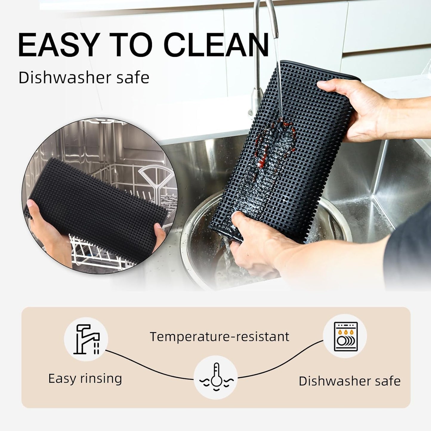 6 Pcs Bar Mats for Countertop 18 x 12 Inch Rubber Silicone Drying Coffee Non Slip Mat for Bartending Home Cocktail Bars Restaurants (Black)