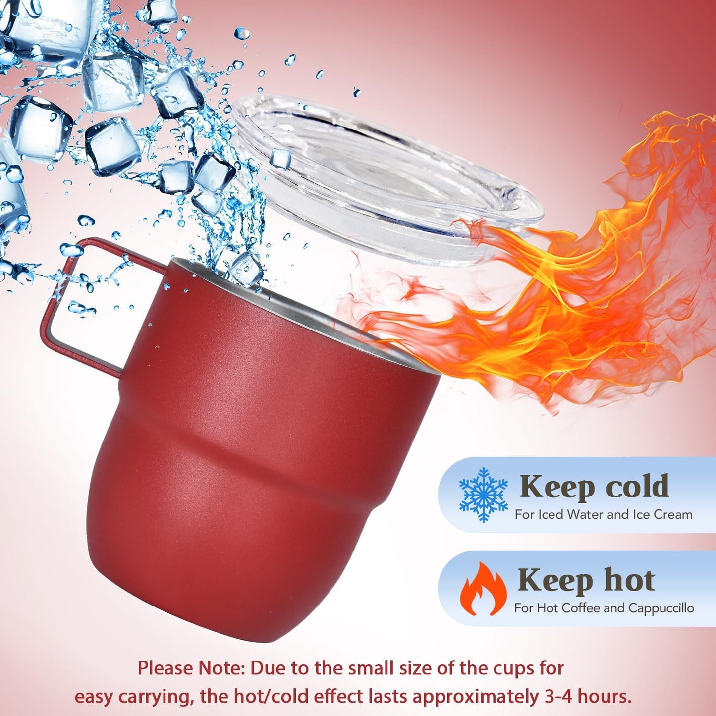 4oz Stackable Cup, Vacuum Insulated Espresso Cup Set of 2, Espresso Mug for Coffee, Double Wall Stainless Steel Mini Tumbler Shot Glasses with Straw and Lid