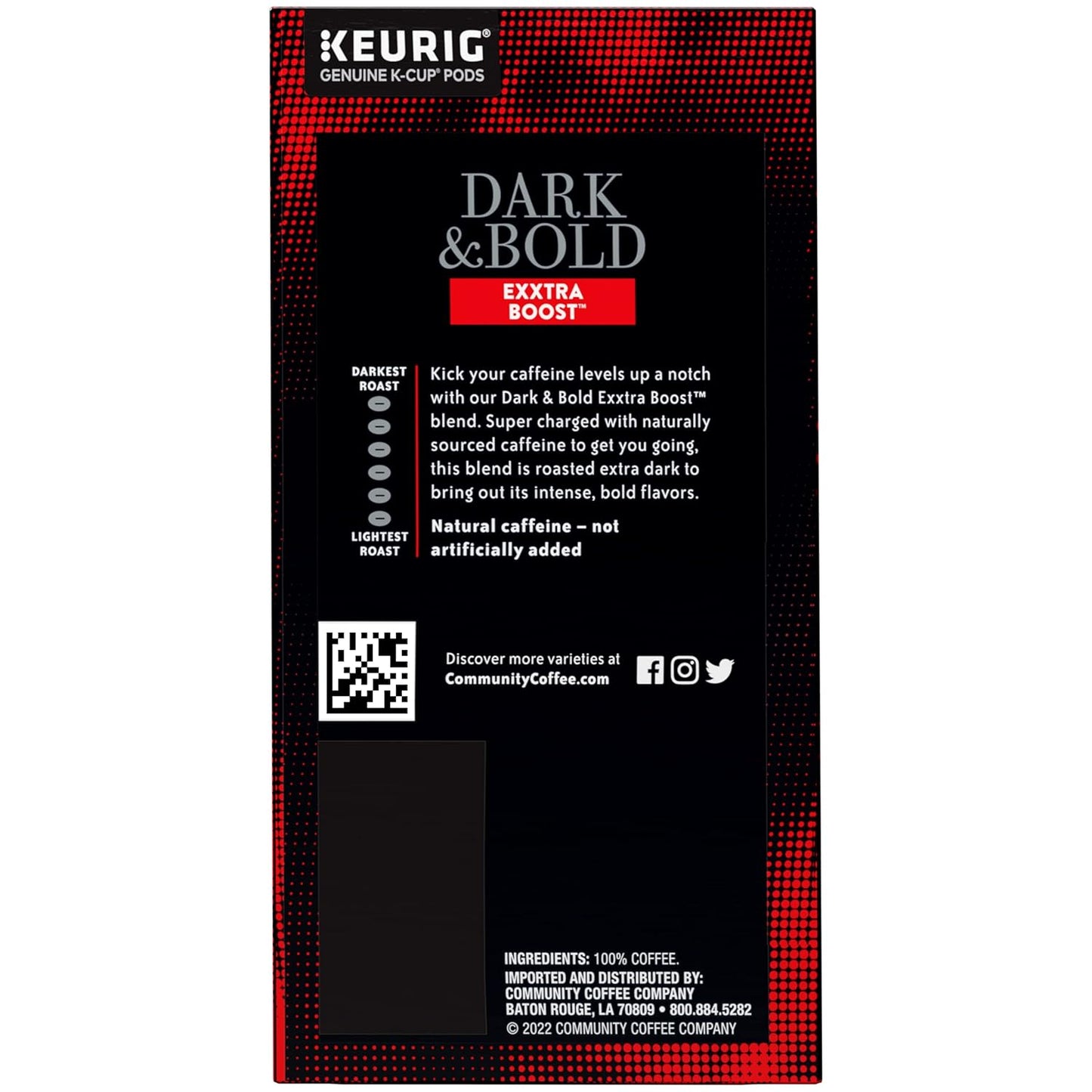 Community Coffee Dark & Bold Exxtra Boost 24 Count Coffee Pods, Compatible with Keurig 2.0 K-Cup Brewers, 24 Count (Pack of 1)