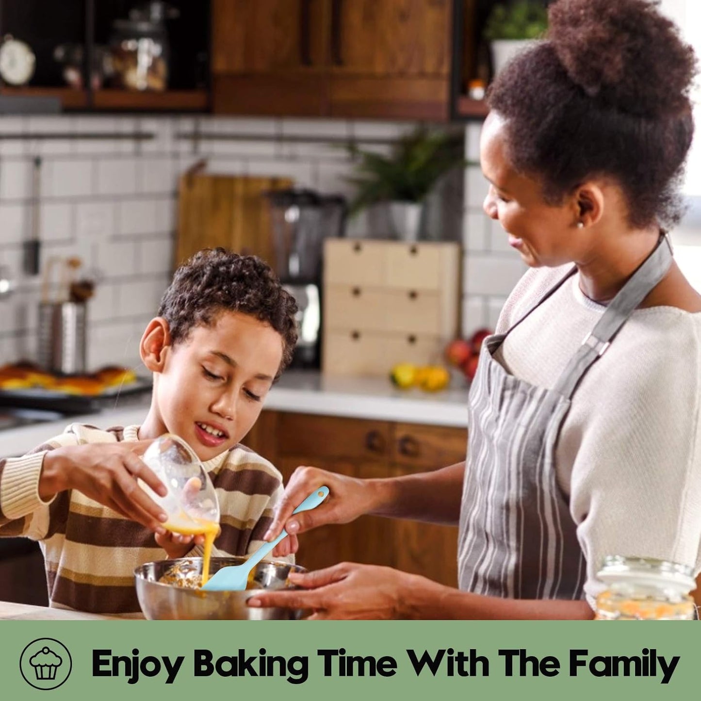 Heat Resistant Silicone Spatulas Set Food Grade Silicone Seamless One Piece Design BPA-Free,Non-Stick,Dishwasher Safe,Cooking and Mixing Set of 6PCS-Blue (Blue)