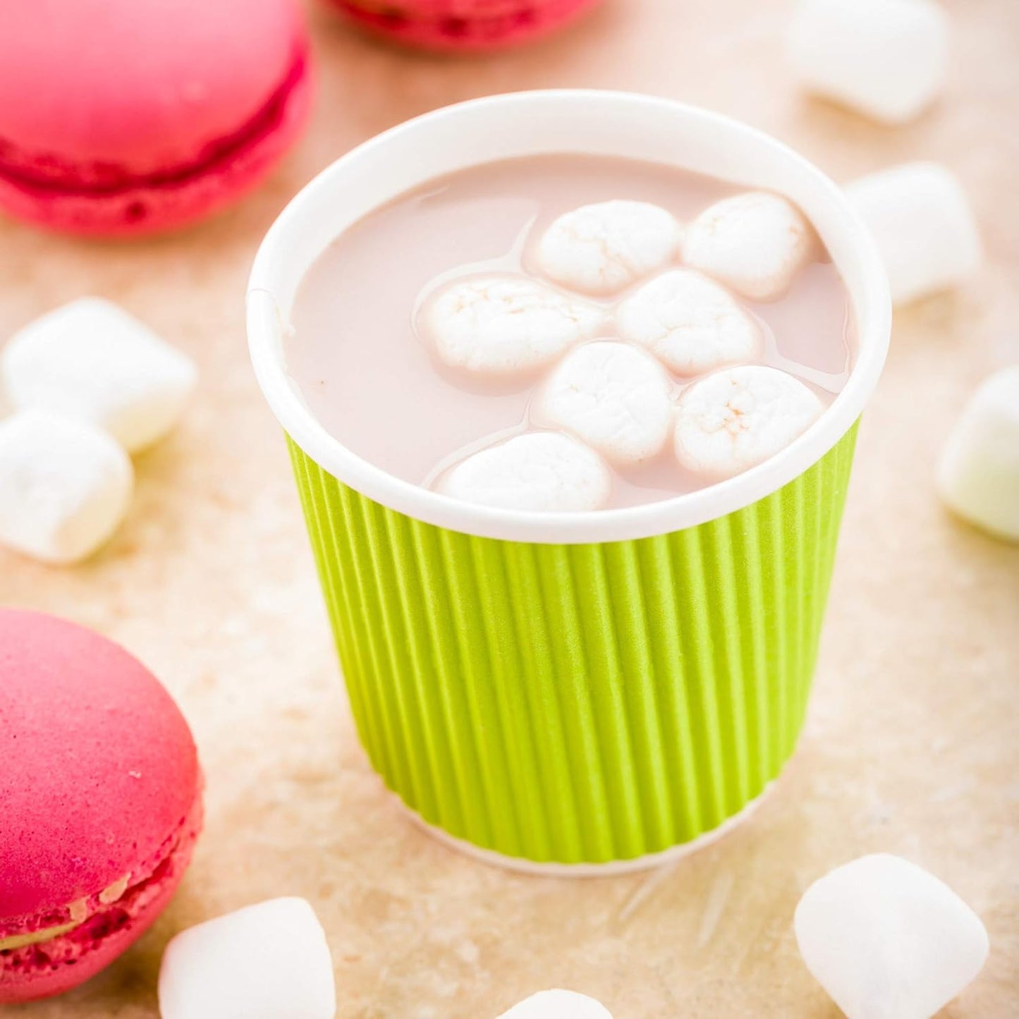 Restaurantware-4 Ounce Disposable Coffee Cups, 500 Ripple Wall Hot Cups For Coffee - Lids Sold Separately, Rolled Rim, Green Paper Insulated Coffee Cups, For Hot Coffee, Tea, And More