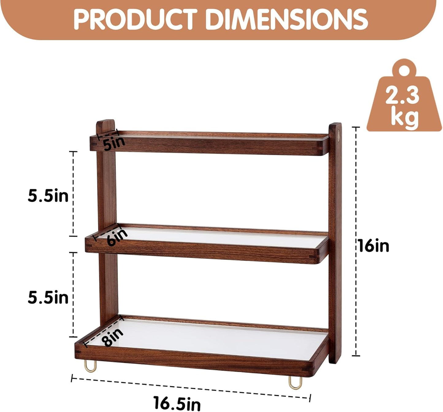 Coffee Mug Holder Wooden Cup Rack,3-Tier Acrylic Home Wood Mug Display Rack for Kitchen Countertops, Coffee Bars, Syrup, Cups, Stirrers