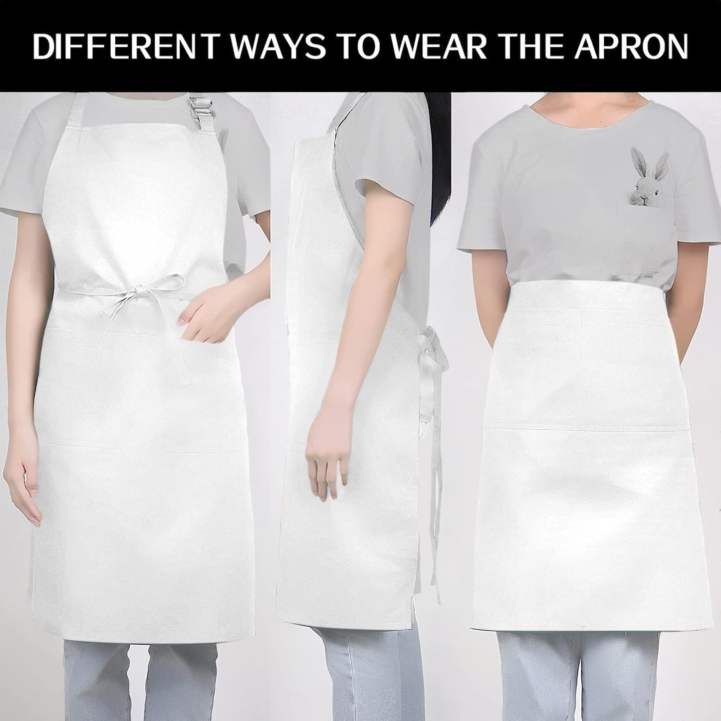 Cotton Blend Waterproof Apron With 2 Pockets for Women Men - Cooking Kitchen Chef Arpon BBQ Work Painting - (1 Pack)