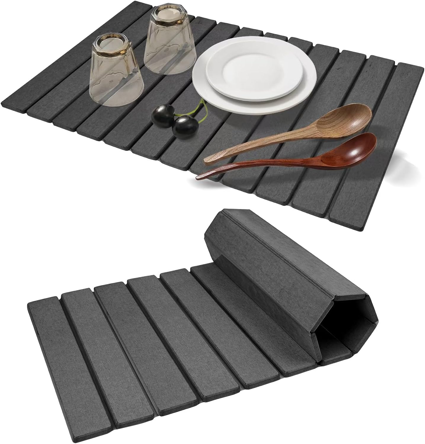 Extral Large Quick Dry Stone Drying Mat for Kitchen Counter,28"(L)x16"(W) Collapsible Eco-Friendly Absorbent Diatomaceous Earth Mat for Dishes Cups,Dish Drying Mats for Any Countertop ﻿