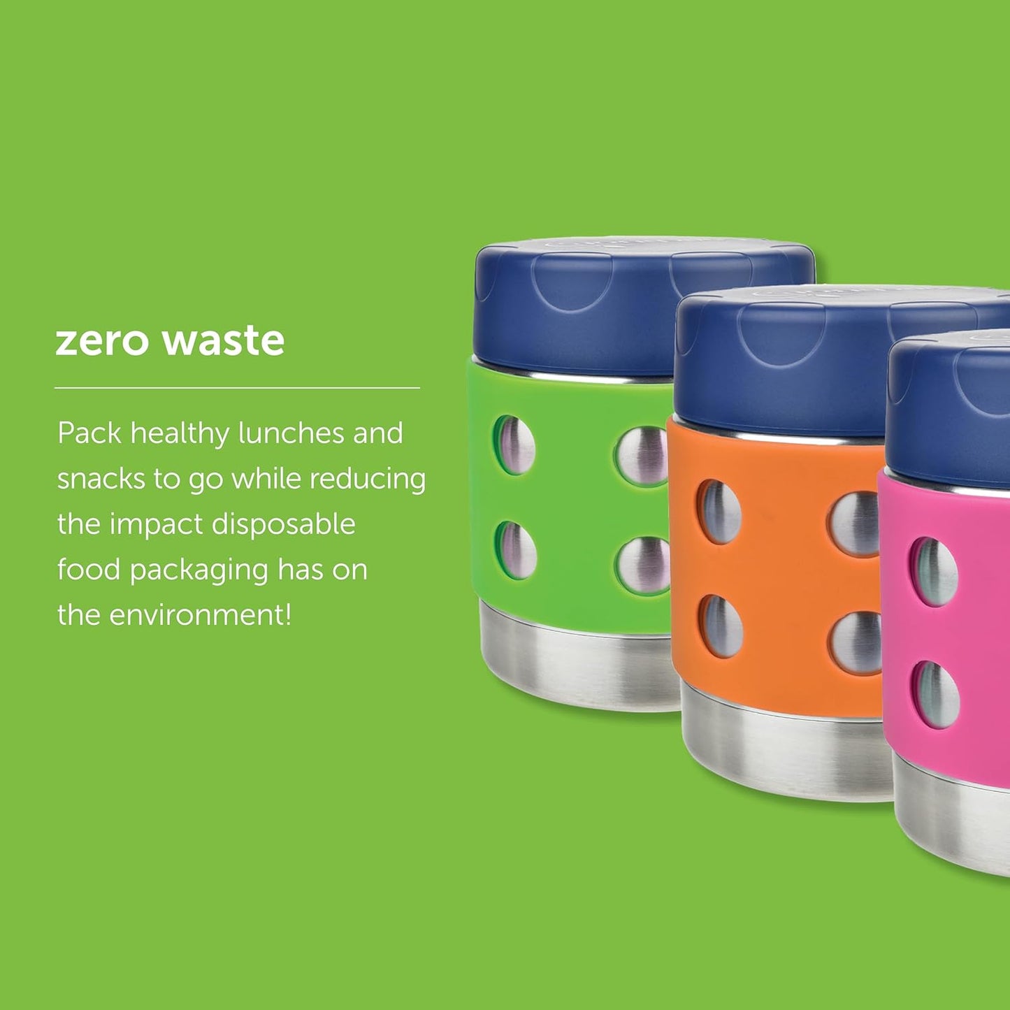 LunchBots Thermal 8 oz Triple Insulated Thermos - Hot 6 Hours or Cold 12 Hours - Leak Proof Thermos Soup Jar - All Stainless Interior - Navy Lid - Pink Dots