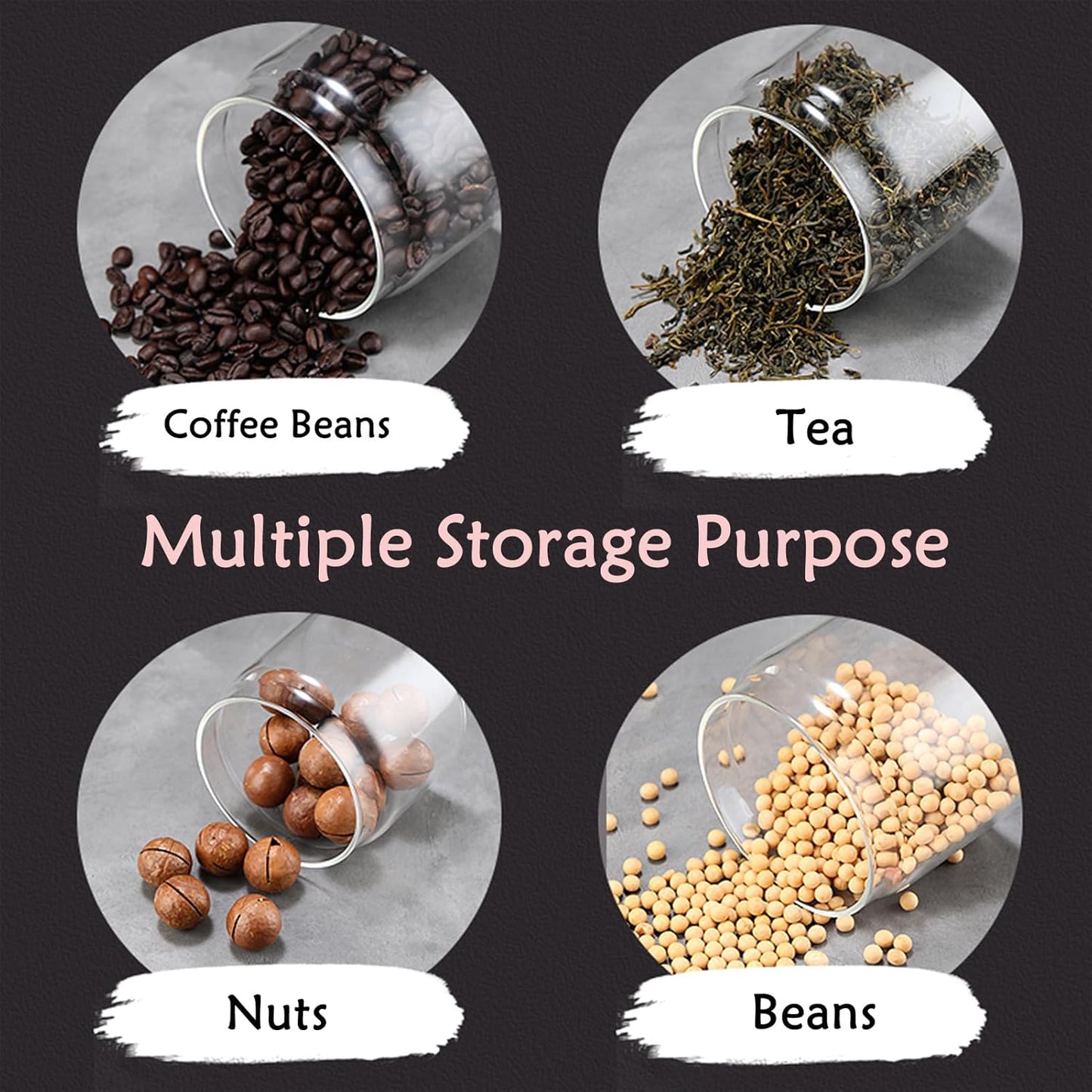 LOEZ Coffee Bean Storage Container Airtight, Lid Sealed with Press-Down Vacuum, Borosilicate Glass Coffee Canister, Food Storage, Coffee Bar for Ground Coffee, Tea, Beans, Spices (Large - Clear)