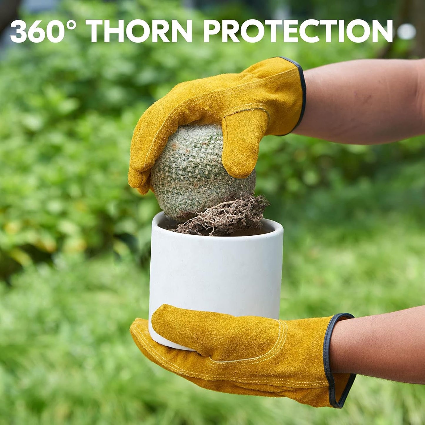 Vgo... 1-Pairs Unlined Cowhide Split Leather Work and Driver Gloves, for Heavy Duty, Truck Driving, Warehouse, Gardening, Farm (Size XL, Gold, CB9501)