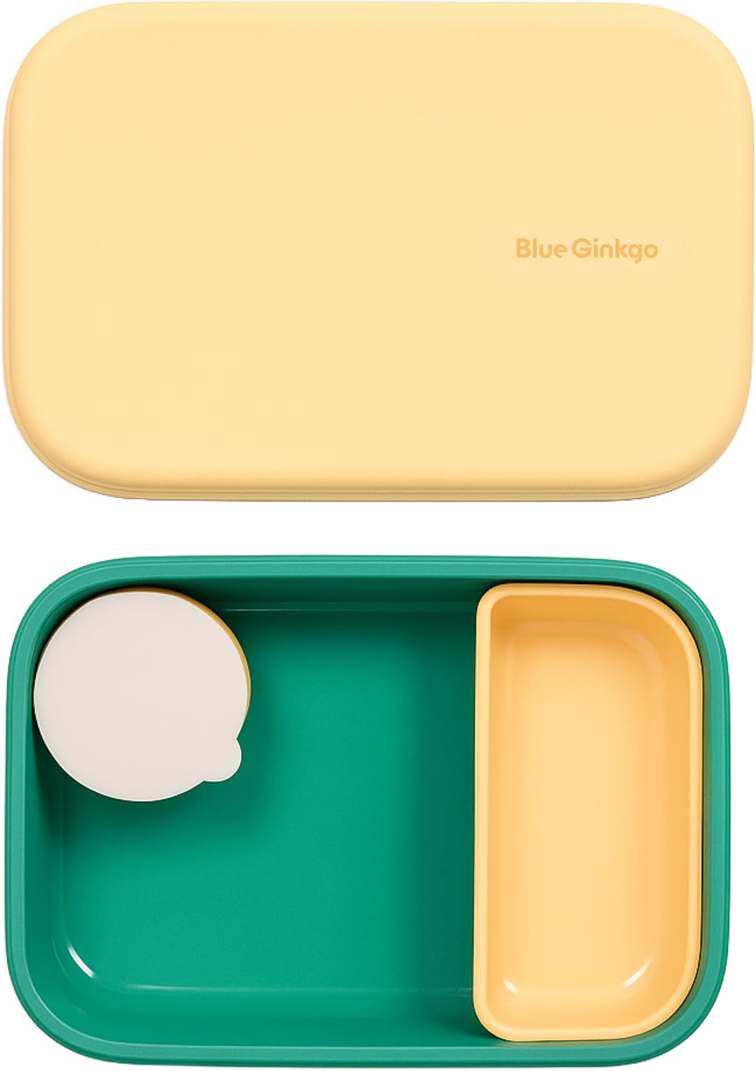 BLUE GINKGO Silicone Lunch Box Set – Durable Heavy-Duty Silicone Bento Box, Microwave, Freezer, Dishwasher Safe – Airtight, BPA Free (Made in Korea, Green)