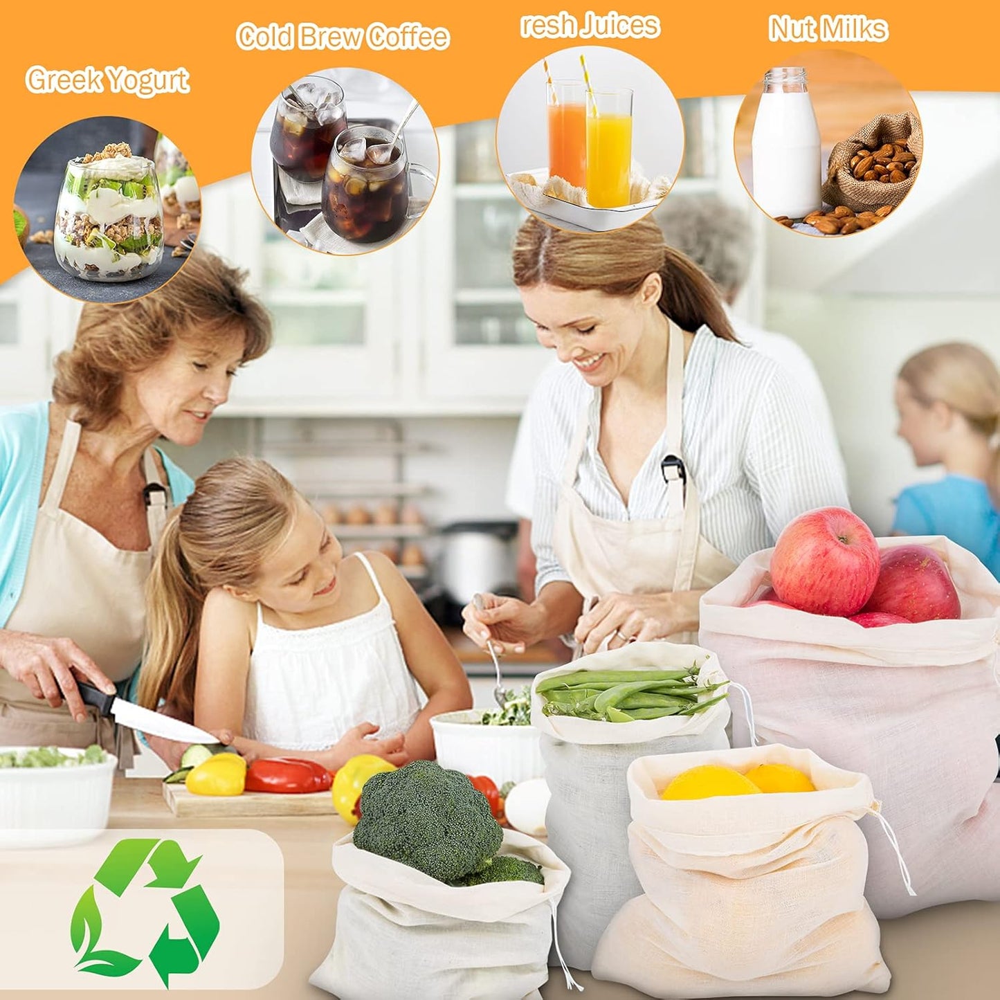 10 Pack Nut Milk Bag, 10‘’ x 12‘’ Fine Mesh Grade Reusable Cheesecloth Bags Strainers, Unbleached Organic Cotton Filter Bags for Almond Milk, Juices, ColdBrew, Cheese, Tea, Yogurt, Coffee