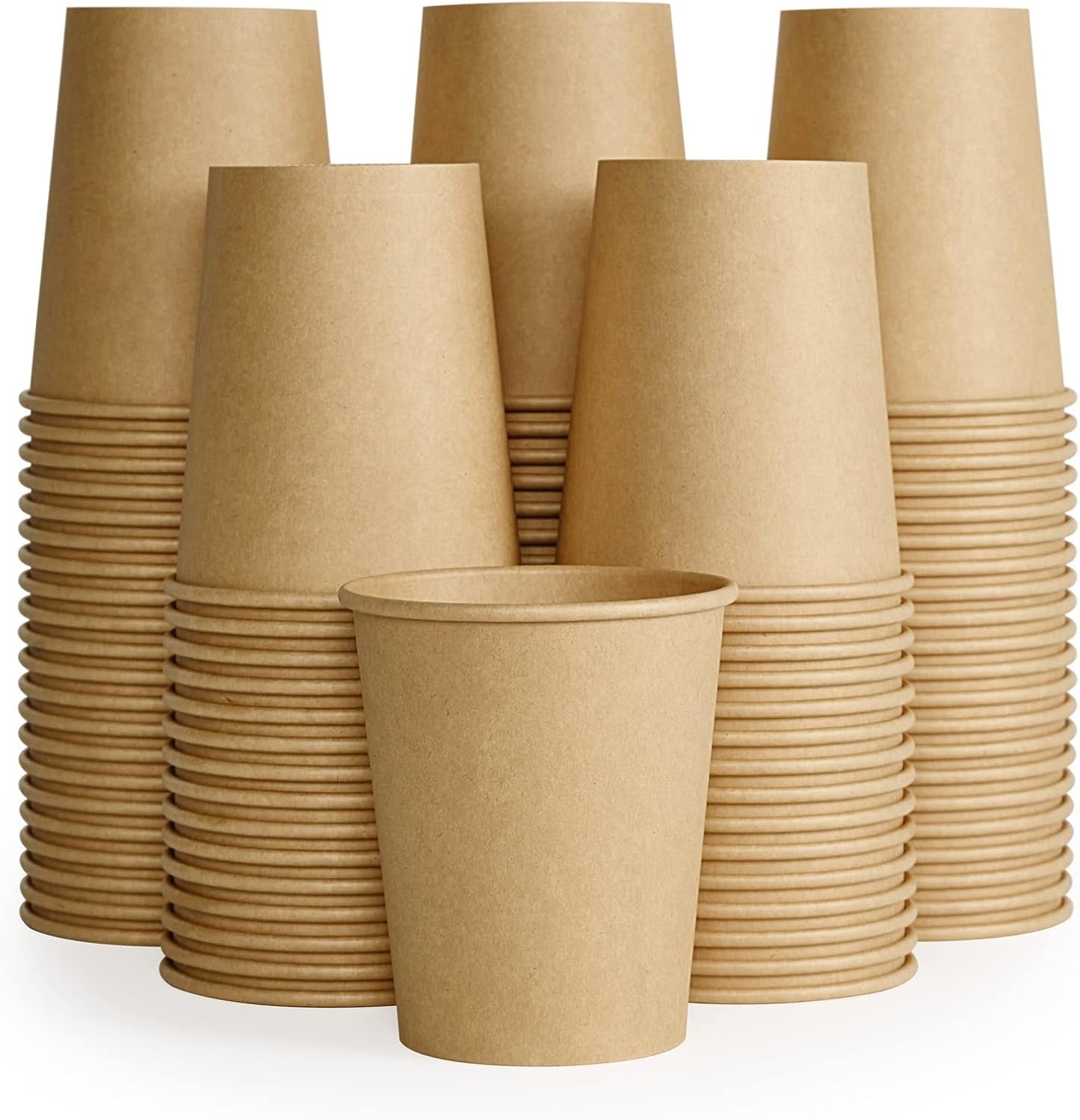 LITOPAK 100 Pack 8 oz Kraft Paper Coffee Cups for Water, Juice, and Tea, Disposable Hot Coffee Cups for Home, Restaurant, Store, and Cafe
