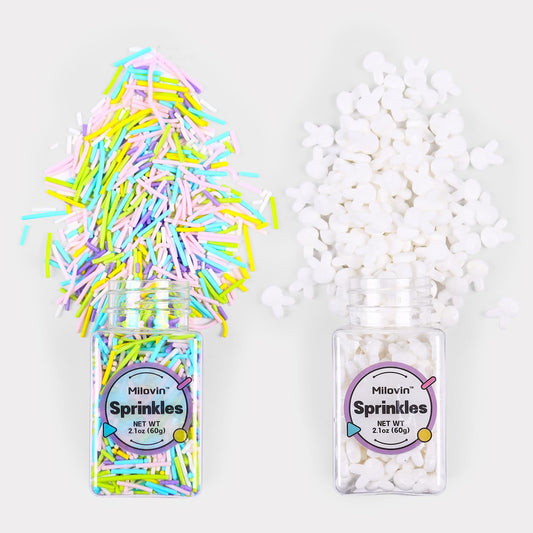 Pastel Jimmies, White Bunny Cupcake Toppers, Edible Easter Sprinkles, Spring Sprinkles for Easter Theme Cake, Spring Cupcakes, Cookies, Ice Cream, Macarons