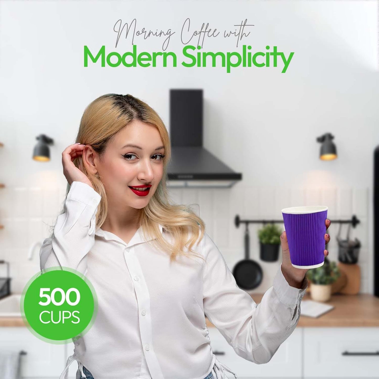 Restaurantware-12 Ounce Disposable Coffee Cups, 500 Ripple Wall Hot Cups For Coffee - Lids Sold Separately, Rolled Rim, Royal Purple Paper Insulated Coffee Cups, For Hot Coffee, Tea, And More