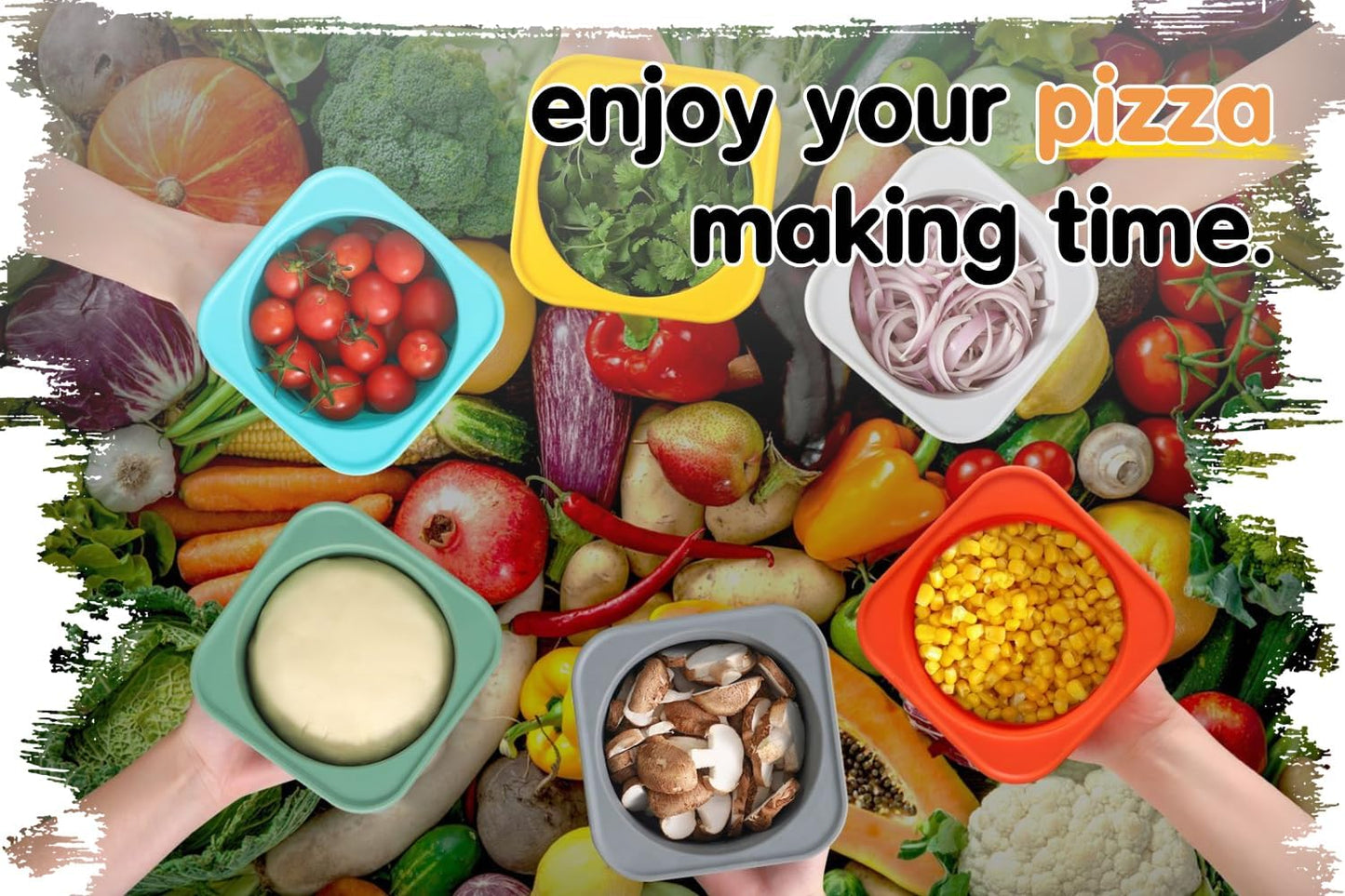 PLUS Large 1000ml Pizza Dough Proofing Boxes for DIY Artisan Pizza, Food Grade Silicone Stackable Containers with Lids, Sturdy Reinforced Steel. Freezer, Fridge, Dishwasher Safe (4Green Plus)