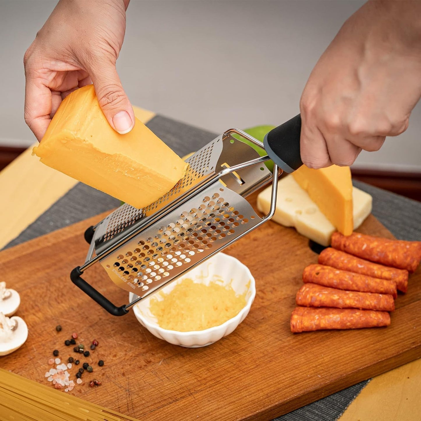 3 in 1 Cheese Grater Zester Citrus Lemon 304 Stainless Steel Zester Versatile Sharp Tool for Parmesan Cheese Ginger Garlic Nutmeg Chocolate Vegetables Fruits 12''