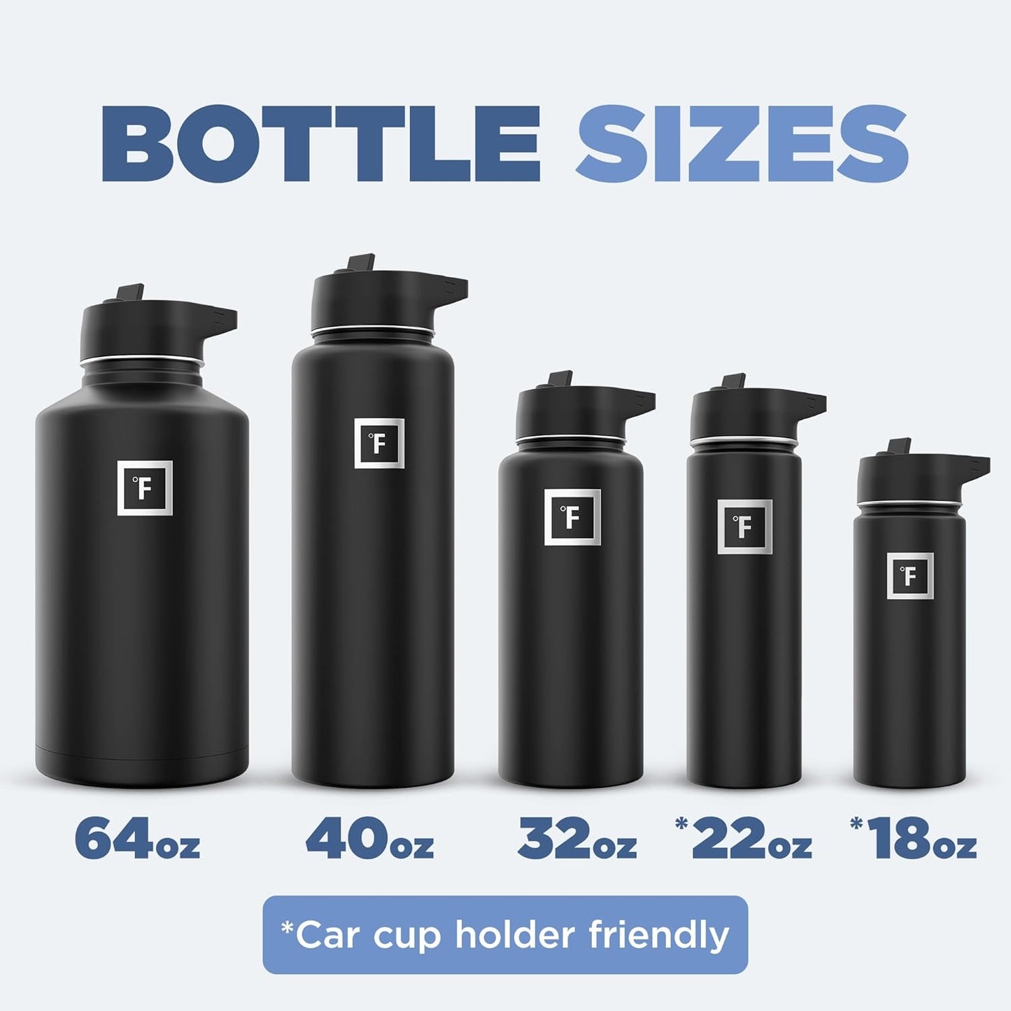 IRON °FLASK Camping & Hiking Hydration Flask with 3 Lids - Stainless Steel, Double Walled & Vacuum Insulated Water Bottle - Leak Proof & BPA Free (Aurora, Straw - 22 oz)