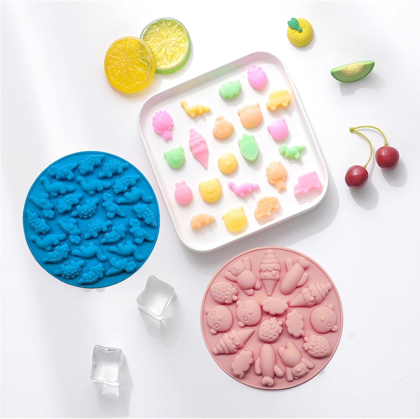 Gummy Candy Molds - Silicone Gummy Bear/Dinosaur/Car Molds for Kids,Non-stick and Bpa Free for Mini Candy Chocolate Gummies Baking