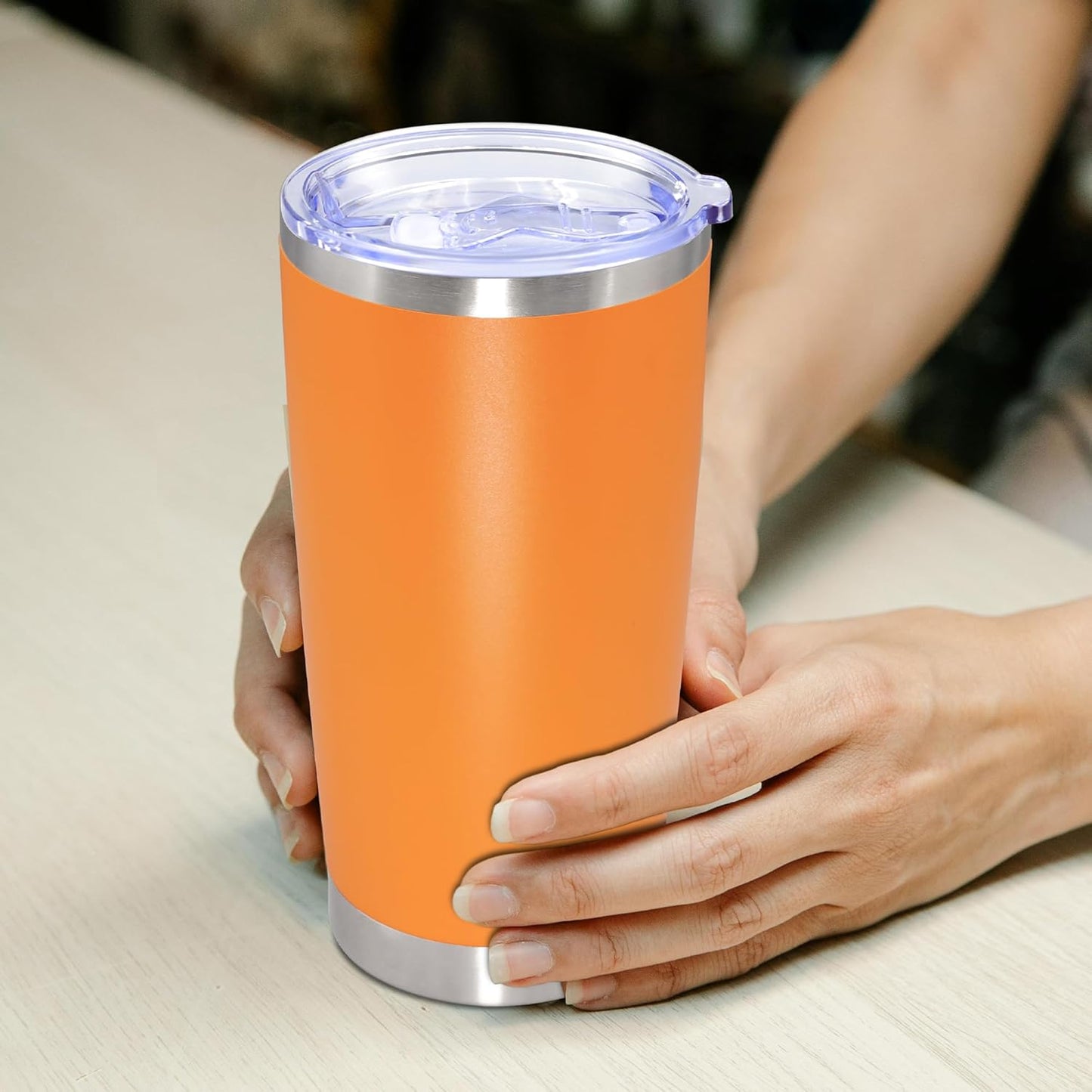 20oz Tumbler Stainless Steel Tumbler Cup with Lid Vacuum Insulated Double Wall Travel Mug, Durable Powder Coated Travel Coffee Tumbler Mug for Hot & Cold Drinks,Orange,4 Pack