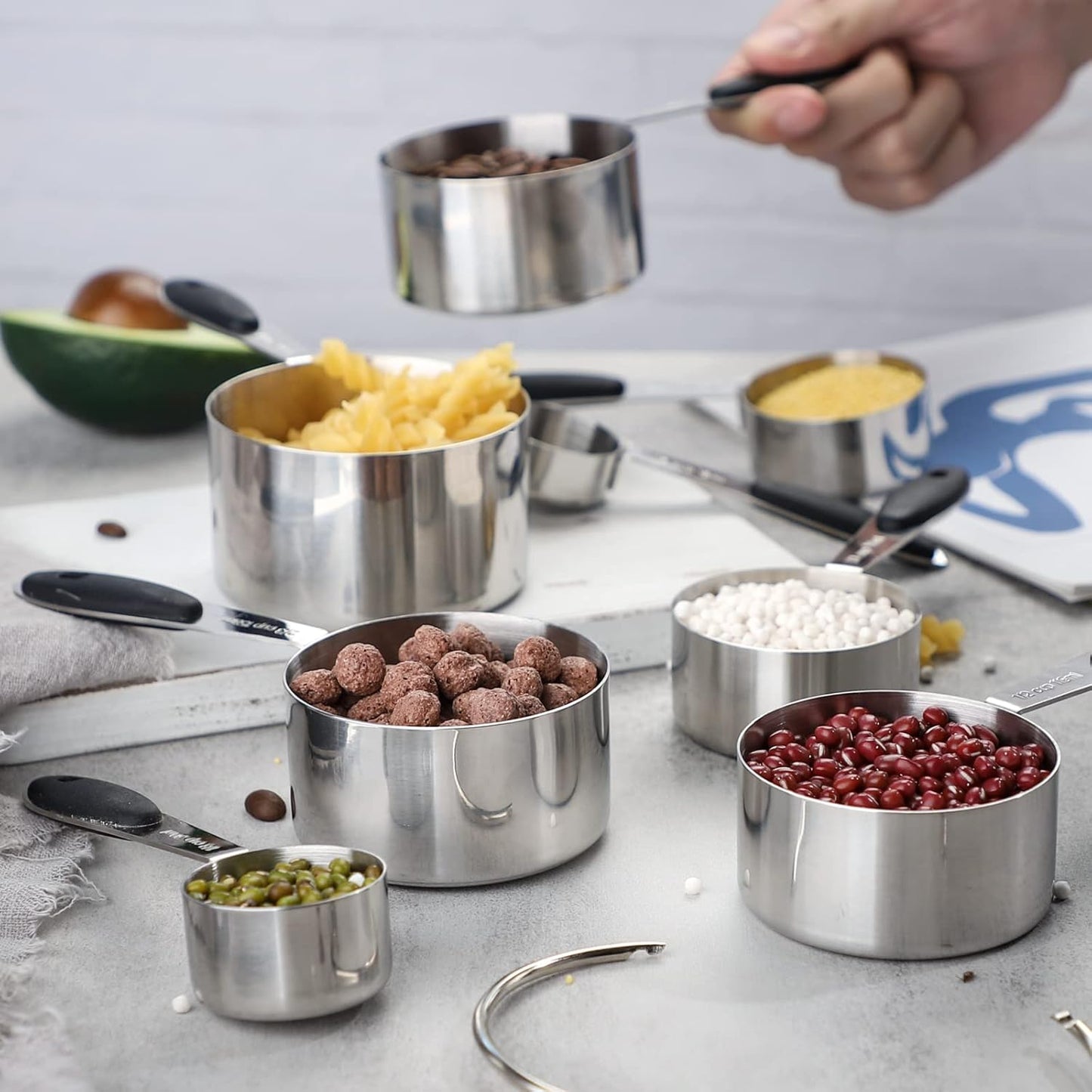 Measuring Cups Set of 8 Stainless Steel Measuring Cups for Dry and Liquid Ingredients