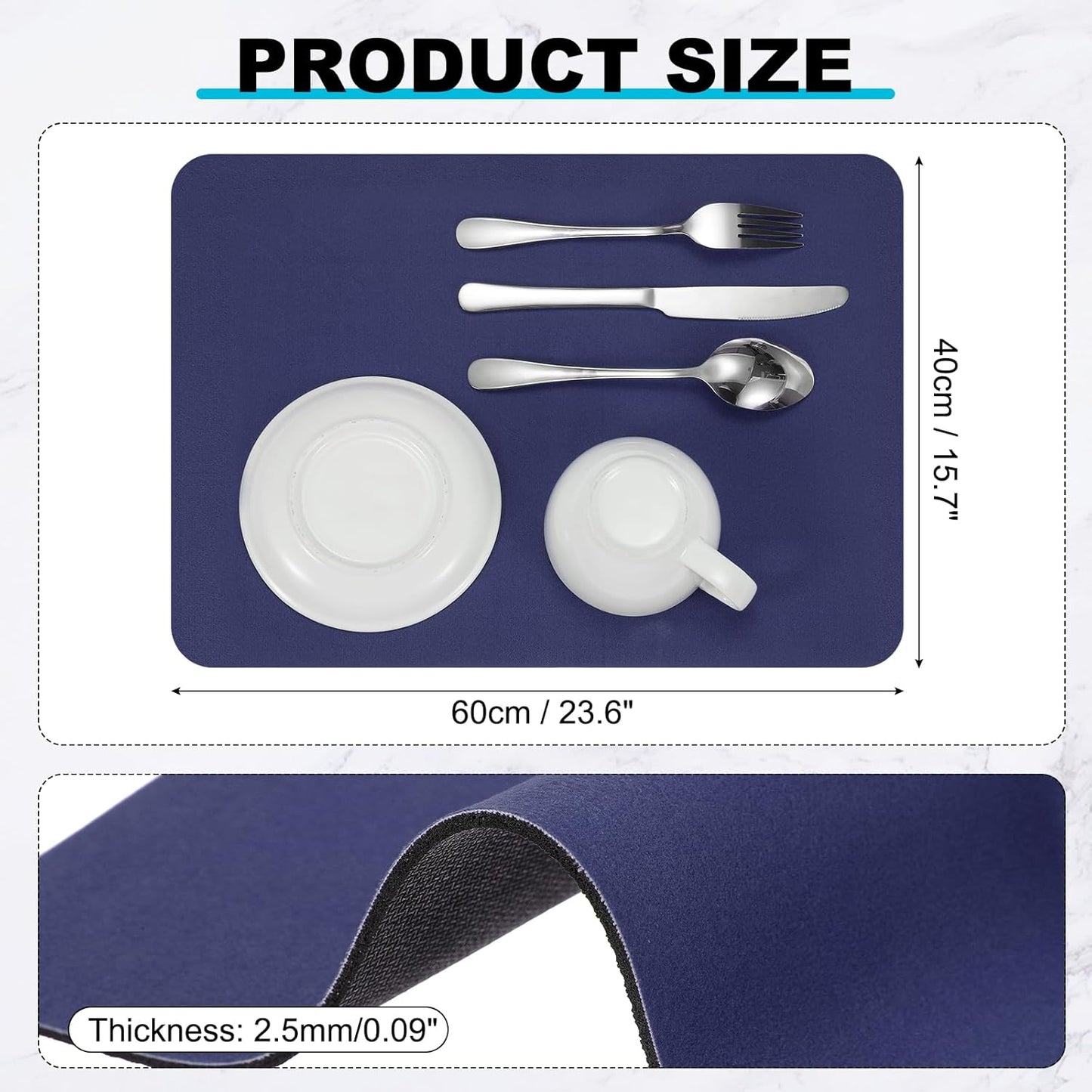 uxcell Silicone Mats for Kitchen Counter, 23.6" x 15.7" Non-Slip Countertop Protector Mat Heat Resistant Coffee Mat Waterproof Table Placemat, Dark Blue