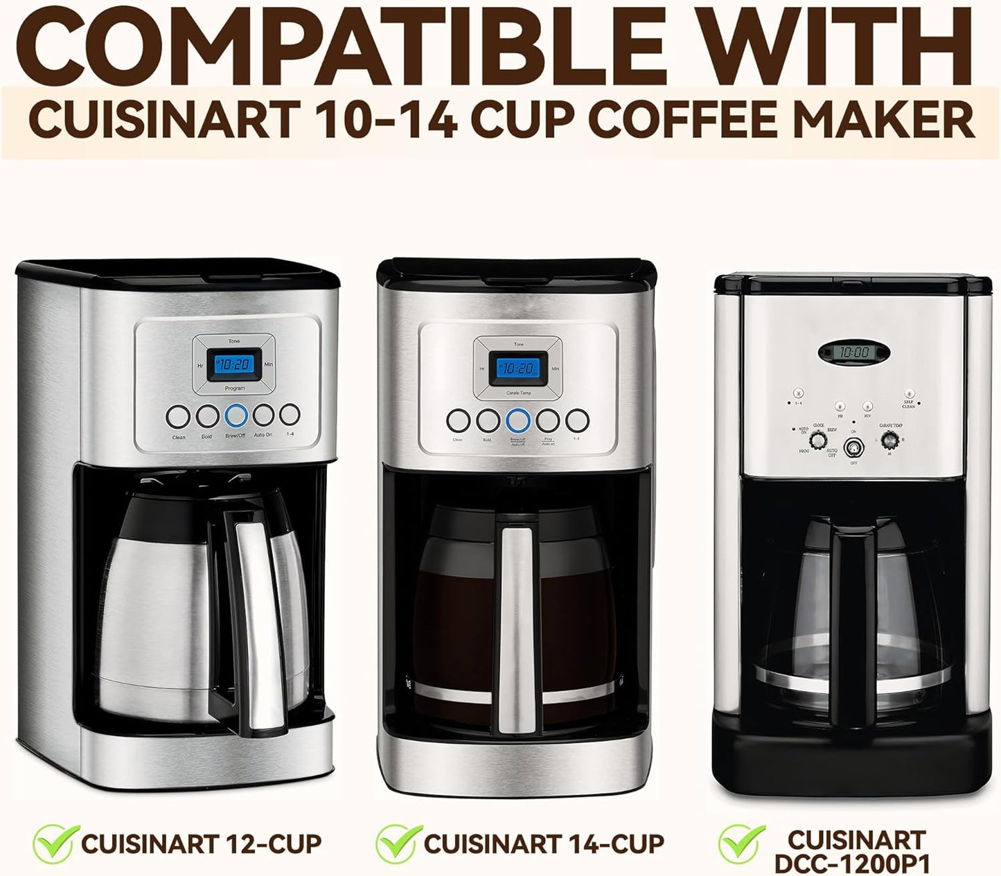 Coffee Filter Compatible with Cuisinart Coffee Maker, Permanent Stainless Cone Filter for Cuisinart DCC 1200P1 3200NAS 3400NAS