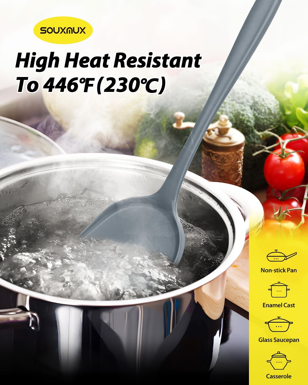 4 Pcs Silicone Kitchen Utensils Set, Wok Spatulas-Slotted Turner-Cooking Spoon-Slotted Spoon, Nonstick BPA Free High Heat Resistant Cooking Utensils for Frying, Mixing, Serving, Draining, Stirring