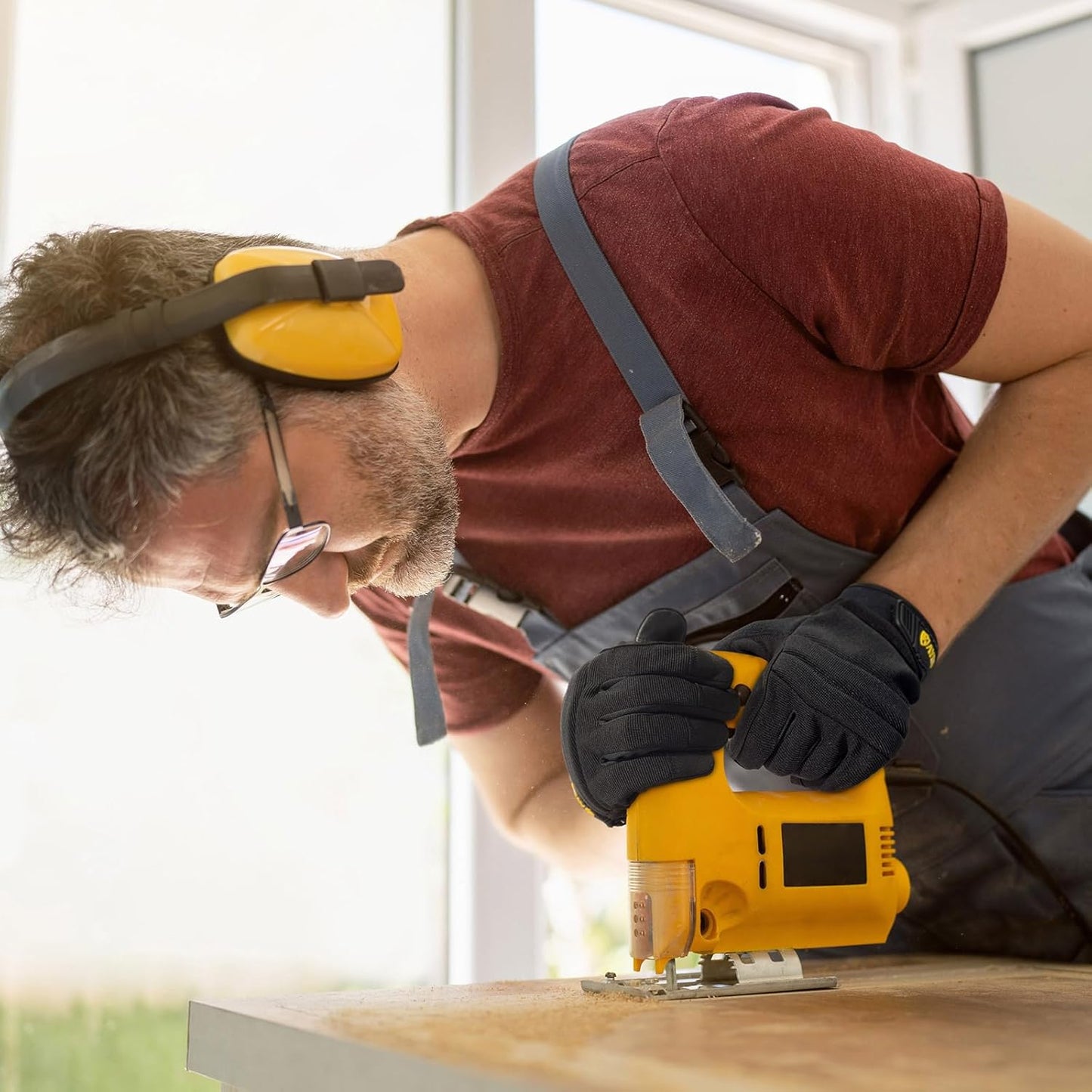 KAYGO Work Gloves For Men, KG125M Mechanic Utility Work Gloves for All Purpose, Excellent Grip, Heavy Duty, Improved Dexterity, Touch Screen,Black, 2XL