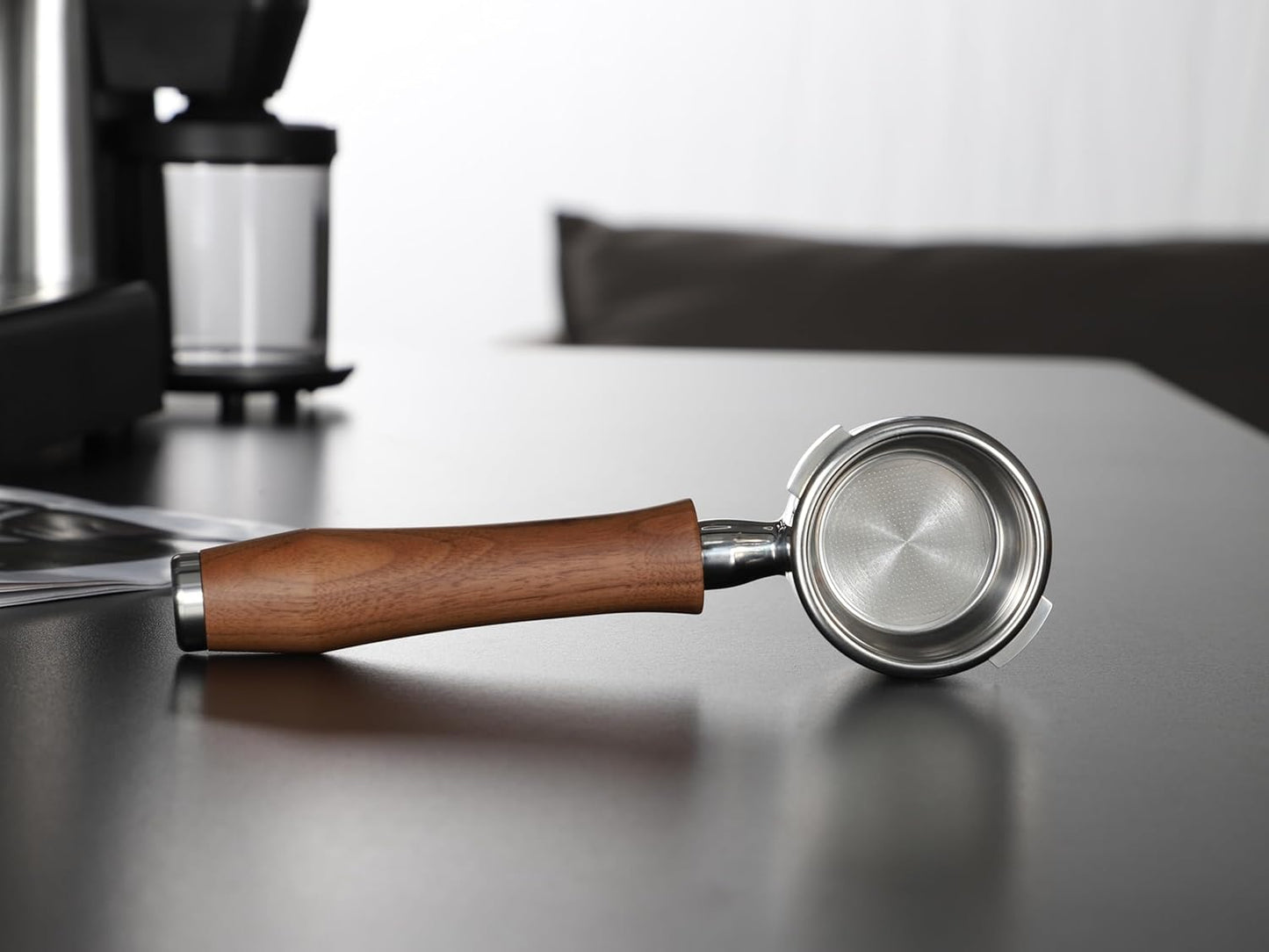 58mm Bottomless Portafilter | Fits for Gaggia machines| Stainless Steel portafilter and Walnut wood Handle|Espresso Machine Accessories(Walnut)