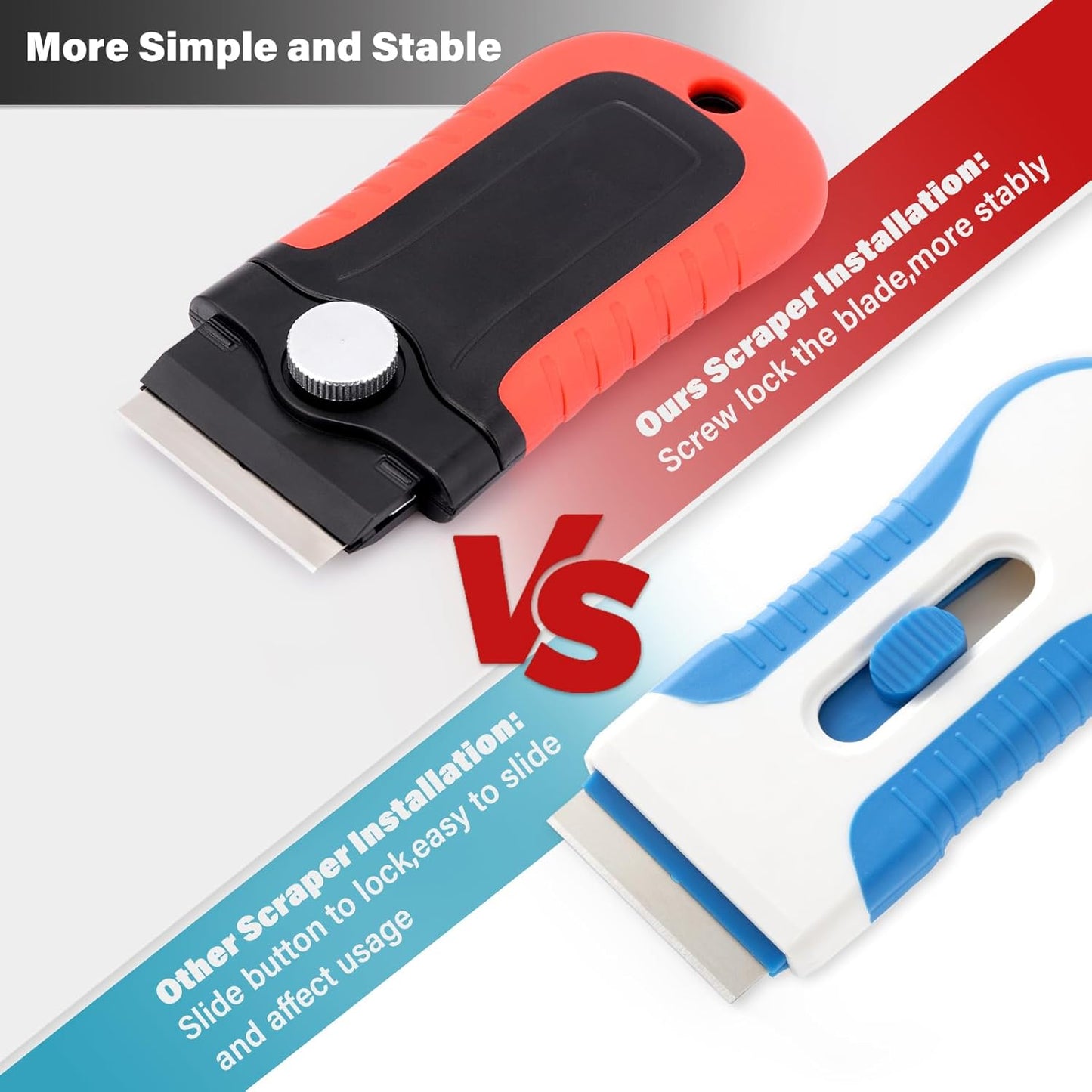 Gomake Razor Blade Scraper Tool with Blade Storage Container, Glass Cooktop Stove Scraper with 10PCS Stainless Steel Blades for Glass Clean,Paint,Old Label,Decal Sticker,Adhesive Remover