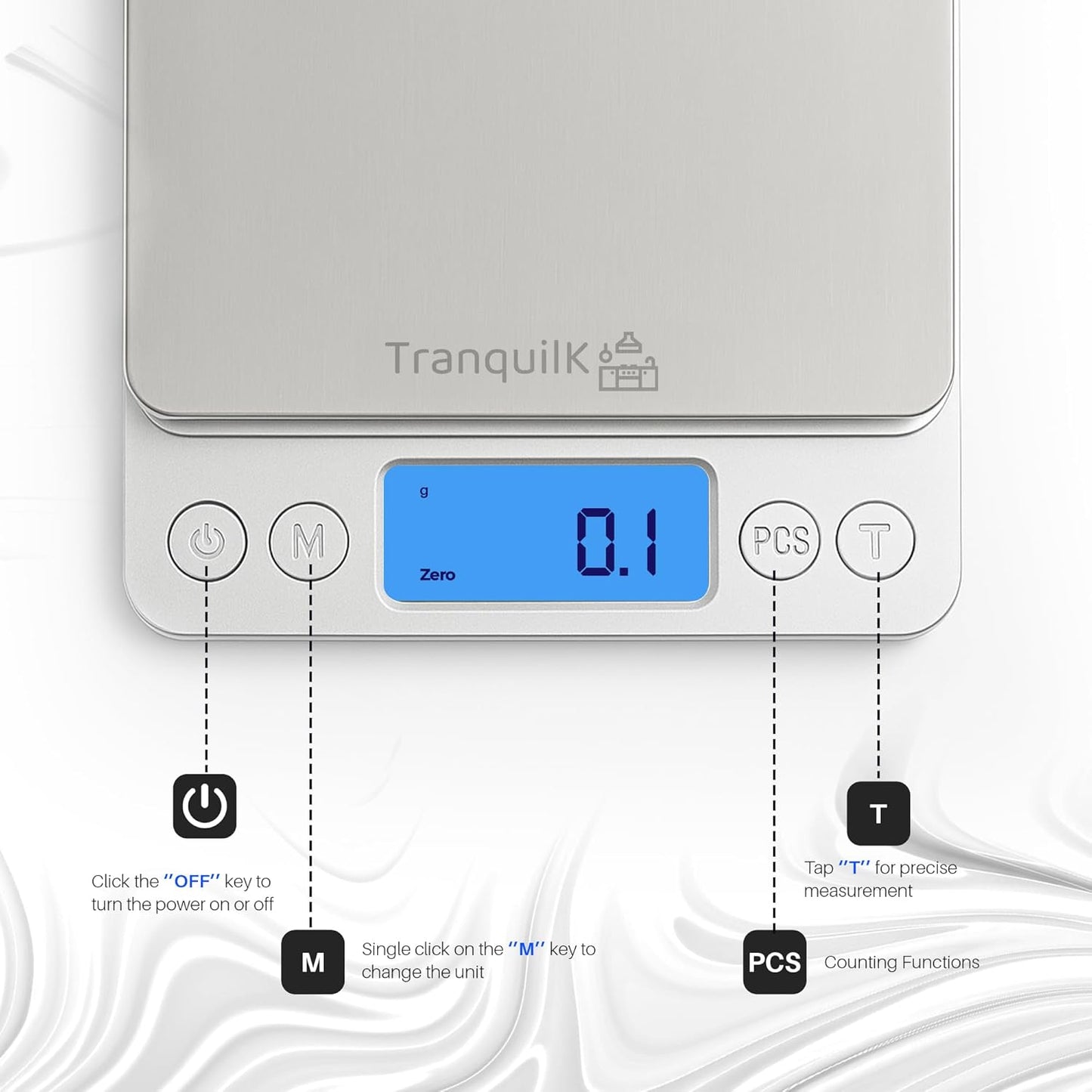 Rechargeable Digital Food Scale for Kitchen with Gram and Ounce – Smart Kitchen Scale for Food Products, Baking, Sourdough Bread Making, Cooking, Weight Loss, Jewelry & Packages (0.1g/5kg)