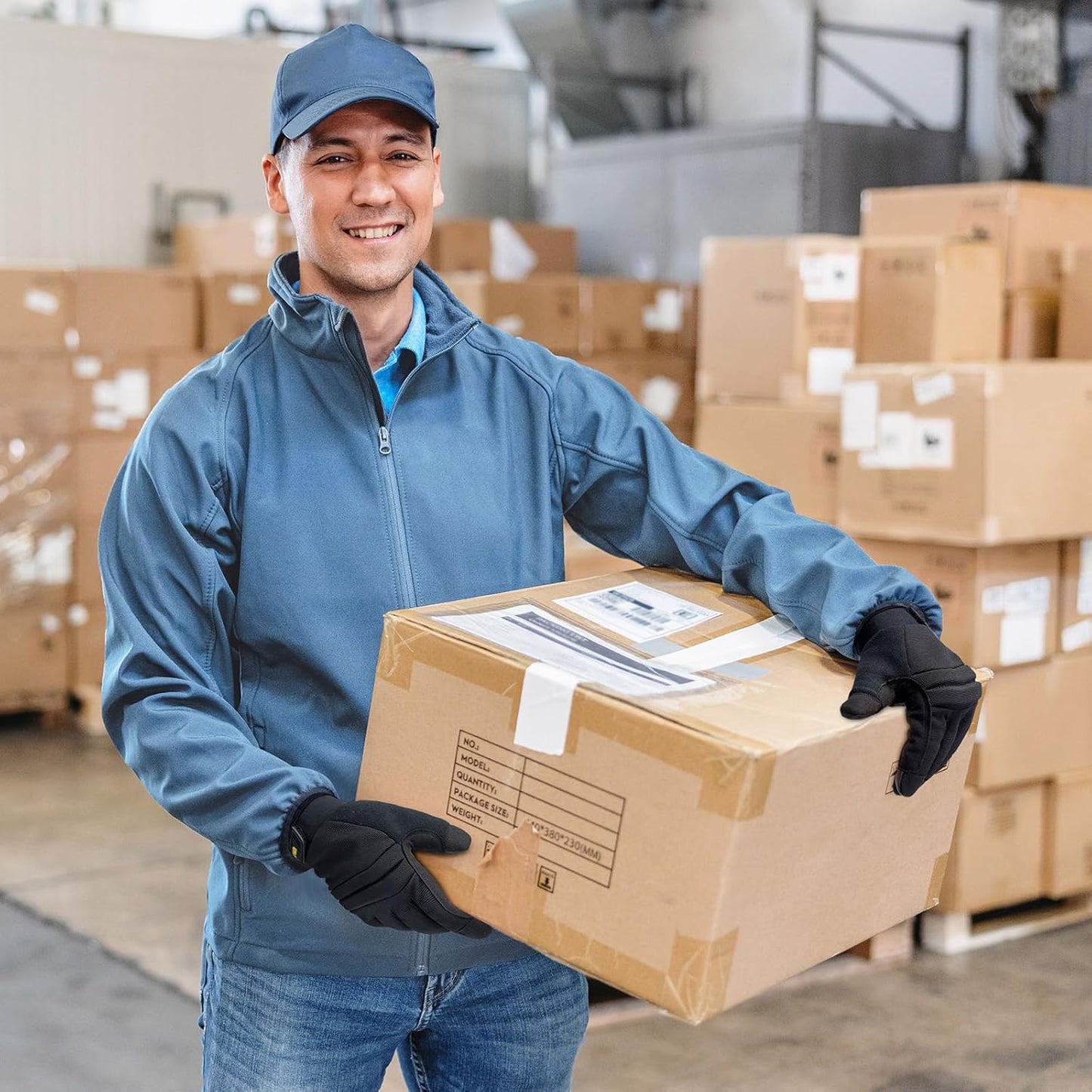 KAYGO Work Gloves For Men, KG125M Mechanic Utility Work Gloves for All Purpose, Excellent Grip, Heavy Duty, Improved Dexterity, Touch Screen,Black，L,3 Pairs