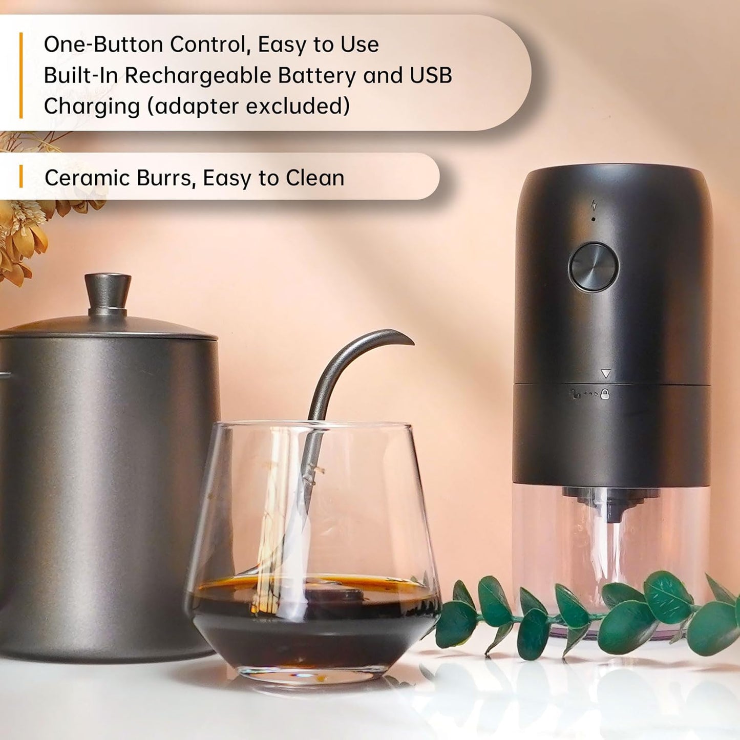 SuperCook Coffee Pour Over Kit Hand Drip with Kettle, Electric Grinder, Camping Travel Coffee Kit Ideal for Anniversary Birthday Gift