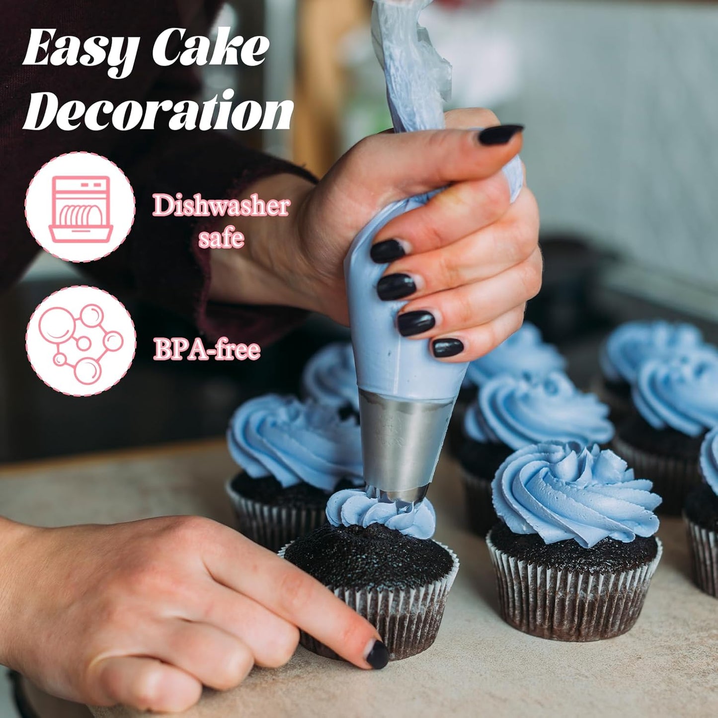 7 Pcs Small Round Piping Tips Set, Stainless Steel Cake Frosting Nozzles Professional Cake Decorating Tips Cupcake Icing Supplies for Baking Cookies Fondant Cream Bag Filler