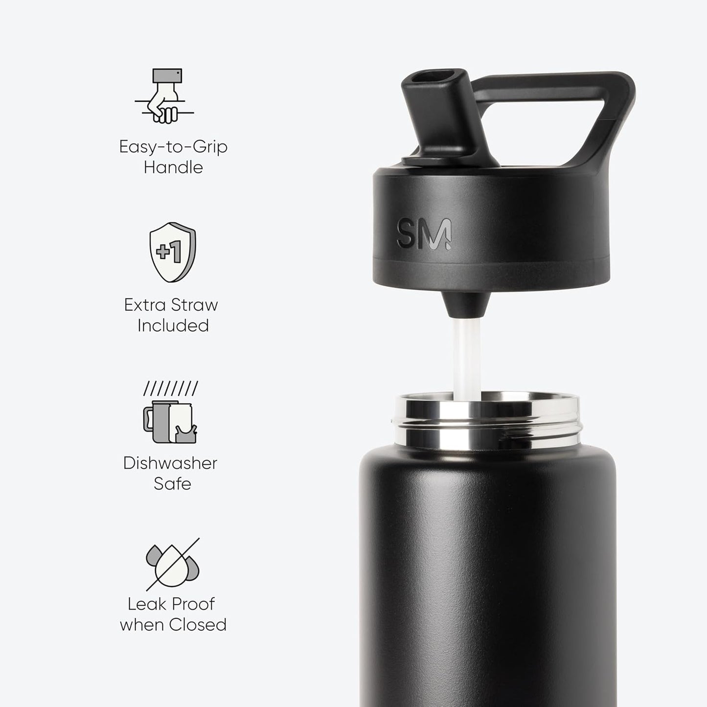 Simple Modern Water Bottle with Straw Lid | Vacuum Insulated Stainless Steel Metal Thermos | Reusable Leak Proof BPA-Free Flask for Sports Gym | Summit Collection | 30oz, Cream Checkmate