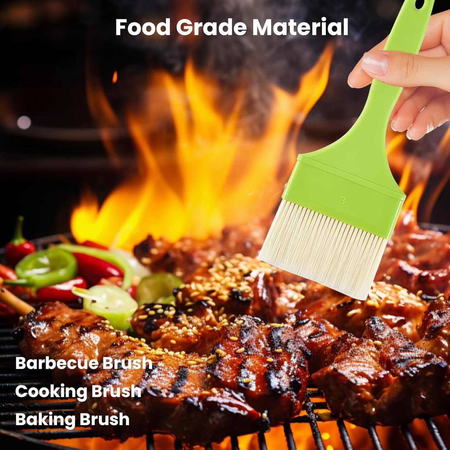 GEEKHOM Basting Brushes, Basting Pastry Baking Brush Set Heat Resistant Spread Oil Butter Sauce Marinade Meat Glazing for BBQ Grill Barbecue Baking Kitchen Cooking, Green