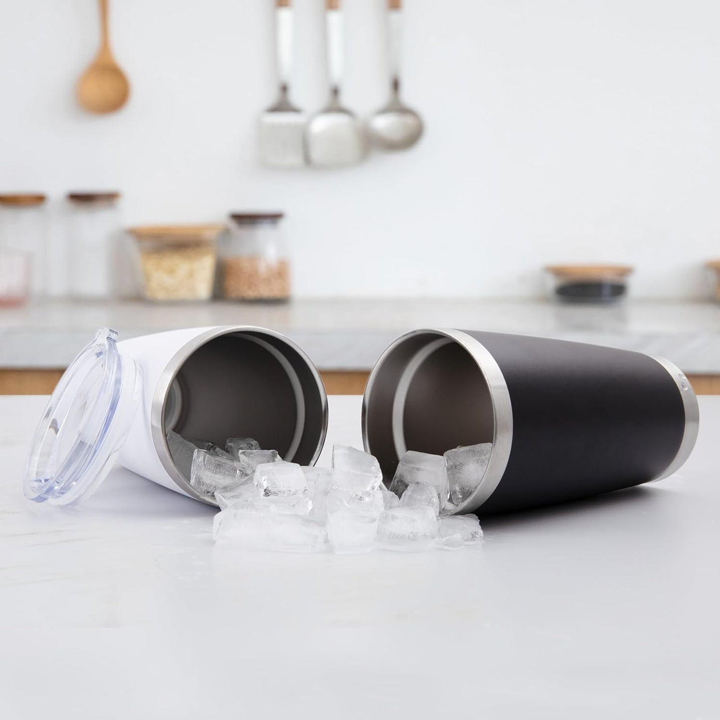 HASLE OUTFITTERS 20oz Stainless Steel Tumblers Bulk, Insulated Travel Cup with Lid, Double Wall Vacuum Coffee Mug for Cold & Hot Drinks 8 Pack, Light Purple