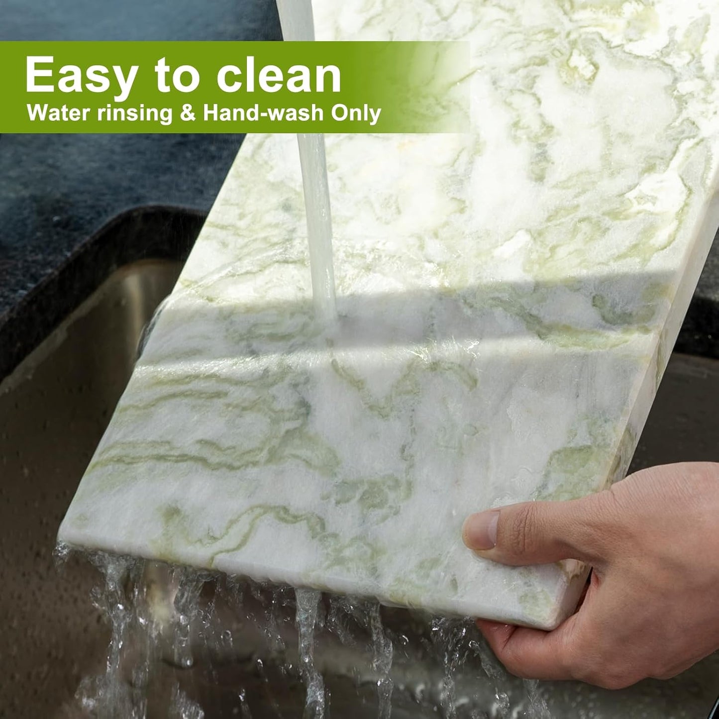 Koville Multi-Purpose Pastry Marble Tray Cutting Board With Non-Slip Feet, 12x8 Inch Rectangular Marble Cutting Boards Cheese Board for Kitchen, Stone Charcuterie Board Chopping Slab for Home Decor