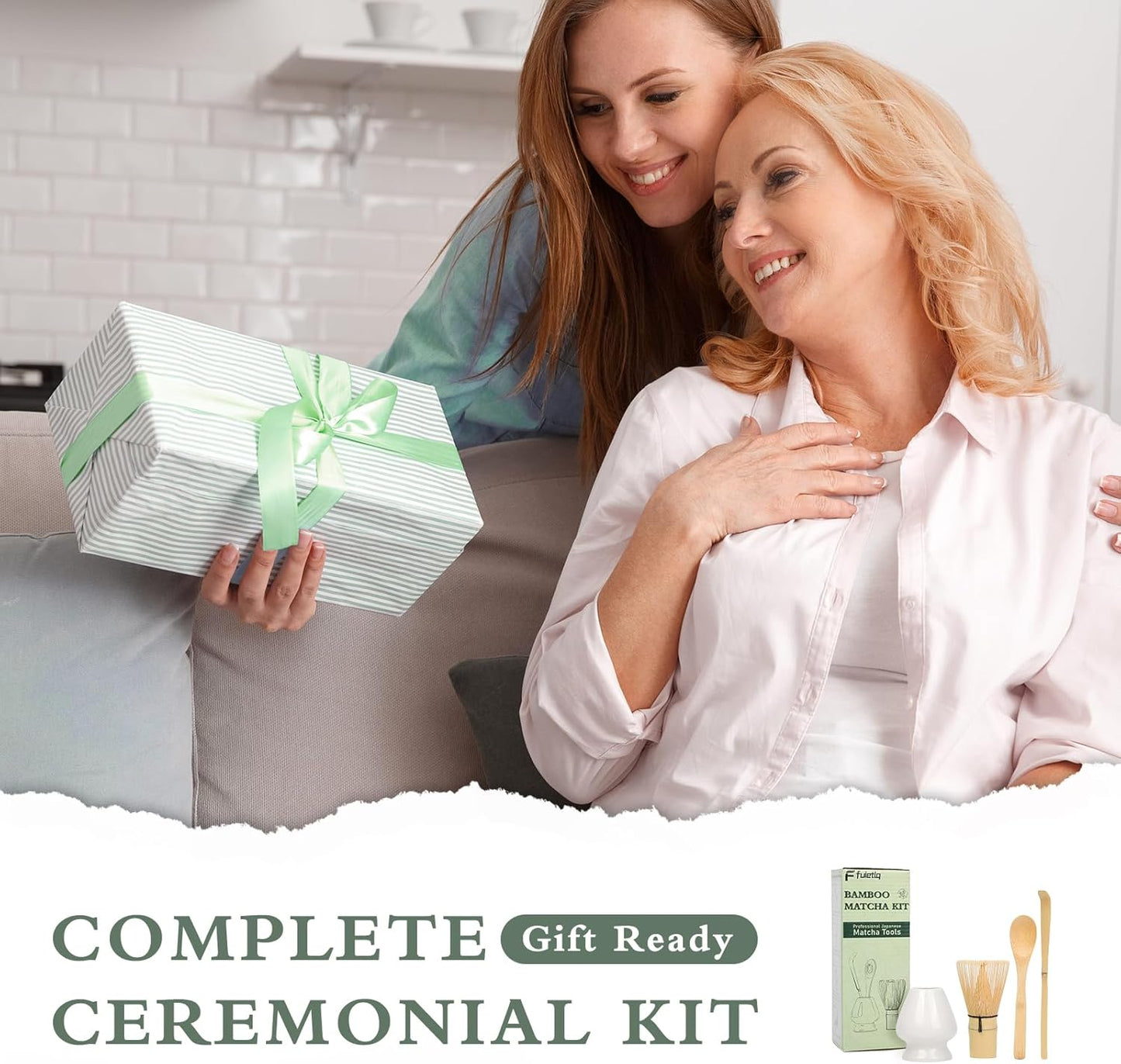 Matcha Whisk with Matcha Whisk Holder Bamboo Whisk Scoop Spoon Unique Gifts for Women Men Girl Friend Home Kitchen Decor Gifts for Tea Enthusiasts Christmas White