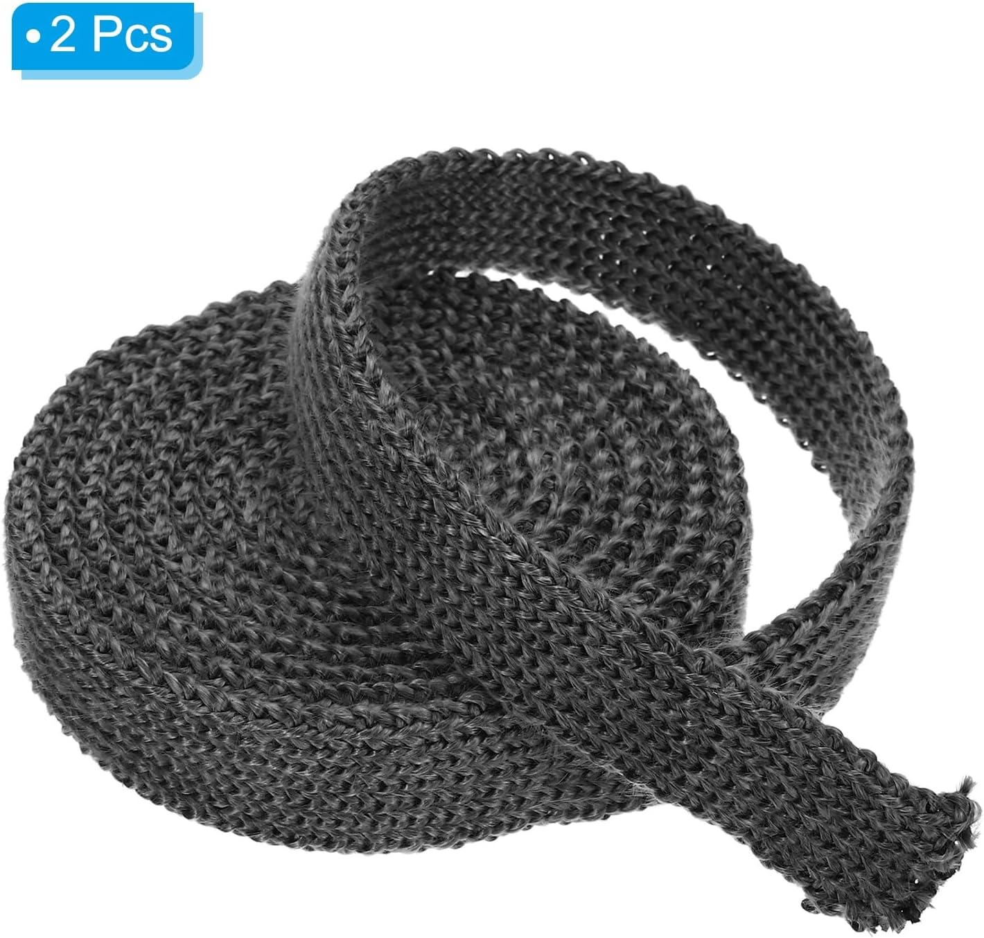 PATIKIL Wood Stove Gasket, 2Pcs 13/16" x 1/8" x 73" Flat Graphite Fiberglass High-Temperature Resistance Seal Rope for Stoves Fireplace Door, Black