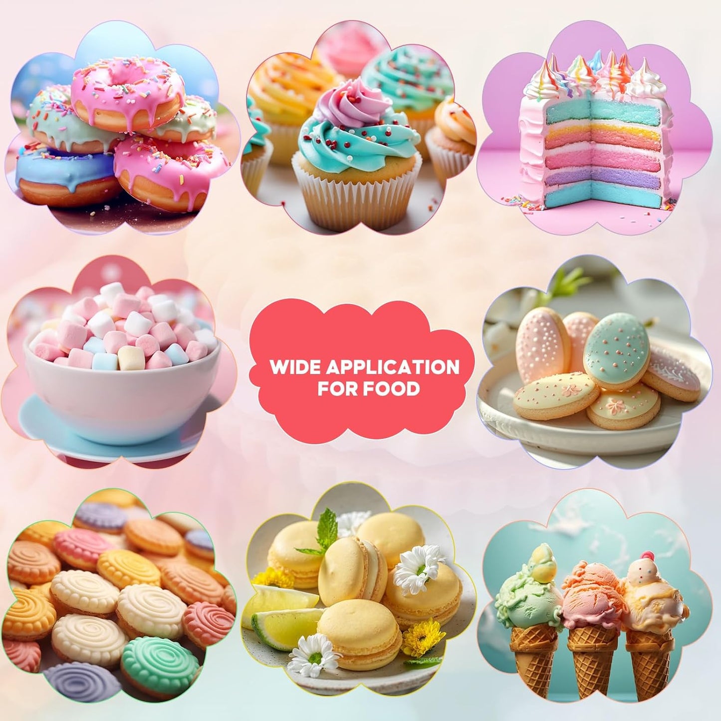 Food Coloring for Cake Decorating Macaron Edible Food Dye for Baking Royal Icing Cookie Supplies Gluten Free 7x12ml Food Grade Liquid Food Color Kits, 0.4 Fl. Oz/Bottles