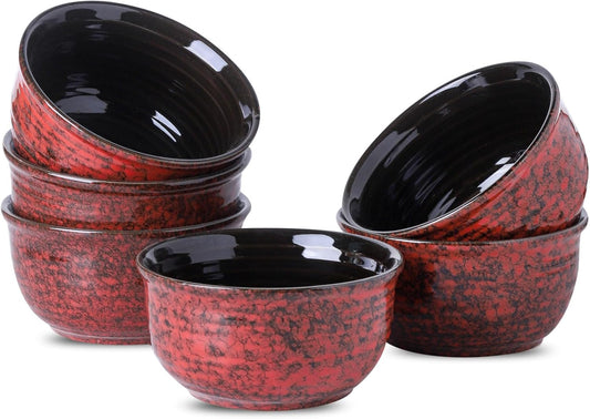 MEKY 20 Ounces Soup Bowls, Ceramic Cereal Bowls Set of 6, Microwave & Dishwasher Safe, Snack Bowls for Kitchen, Ideal for Pasta, Salad, Rice, Oatmeal(Red)