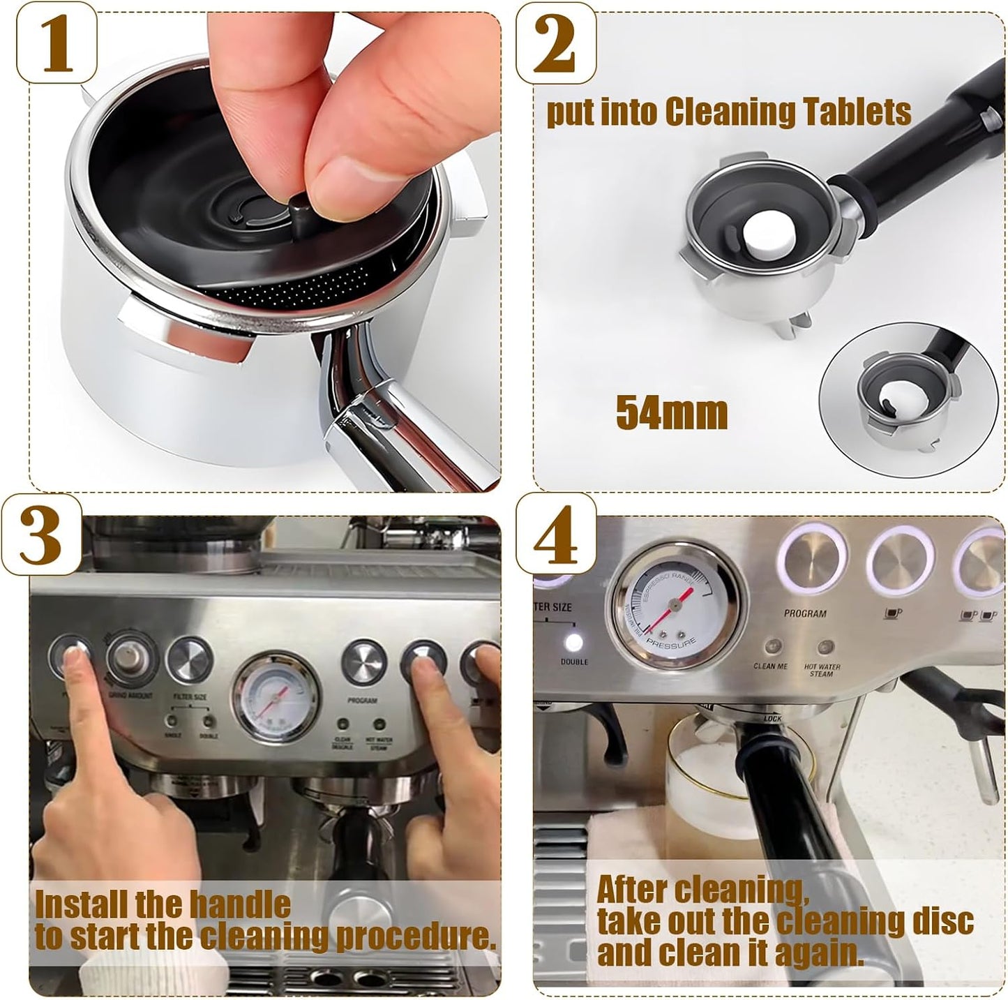 Dianrui 2 Pack Espresso Backflush Cleaning Disc 54mm for Breville Cleaning Disc for Breville Espresso Machine Accessories BES870XL/ 878/860/ 880/810/ 840 Compatible with Clean Tablets