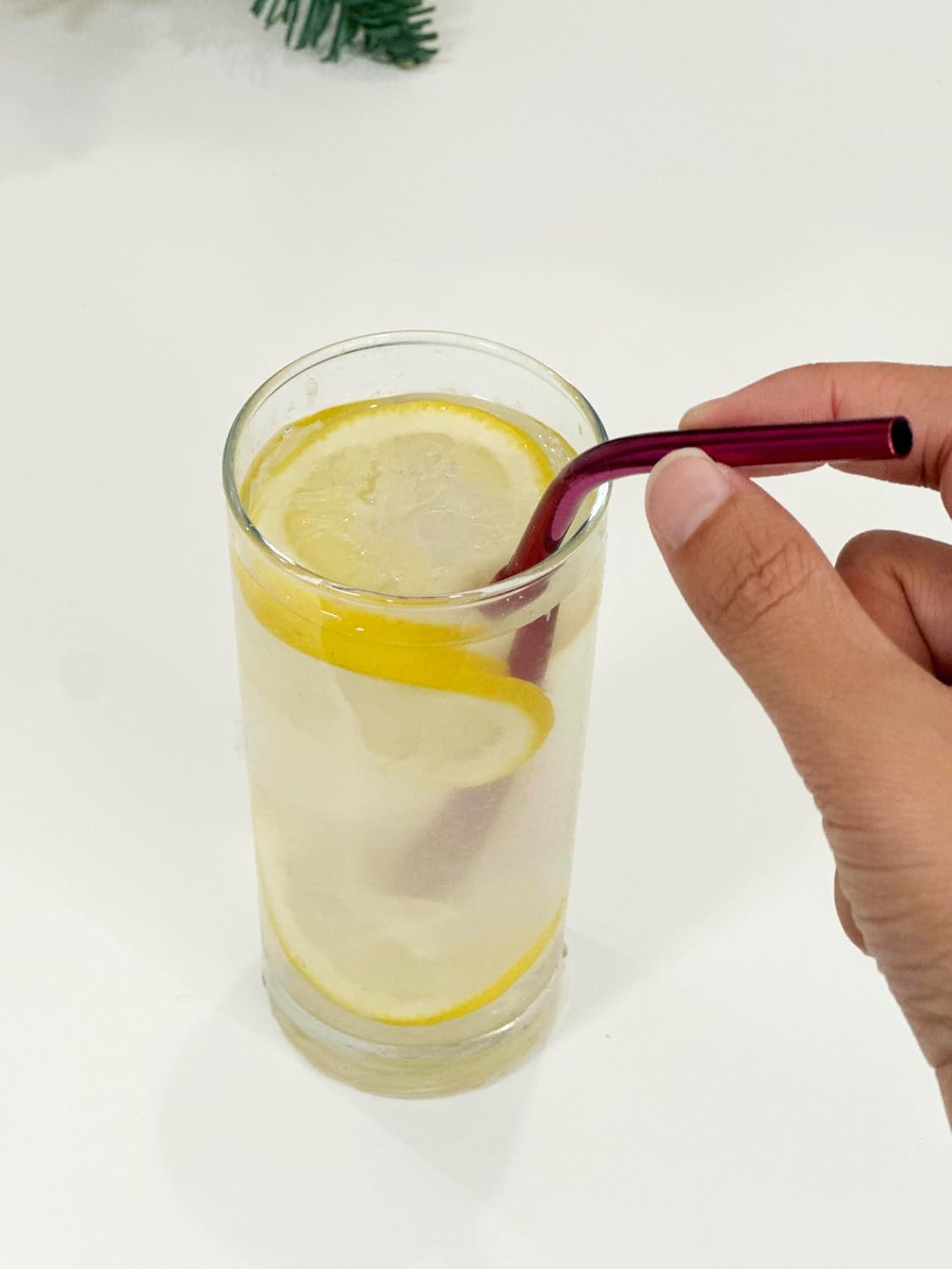 10 Pcs Stainless Steel Straws, Reusable Drinking Straws, Bent Metal Straw Sets with 2 Pcs Cleaning Brushes (Rose Red, 8.5 Inch)