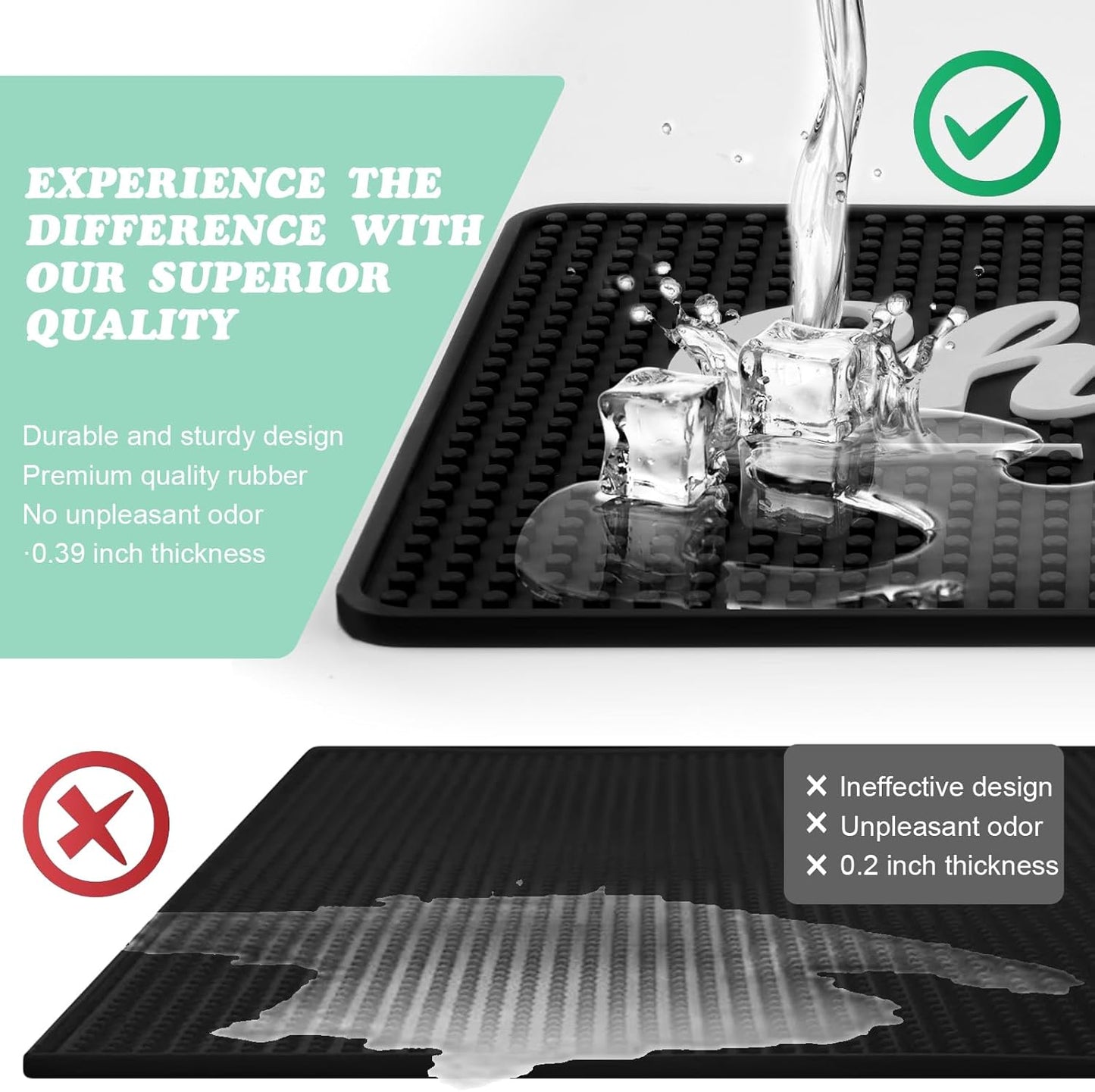 Cheers Bar Mat for Countertop 18in x 12in Large - Thick Durable Non-Slip Spill Rubber Bar Mats for Bartending - Personalized Custom Bar Mat for Home Bar Barista (Cheers)