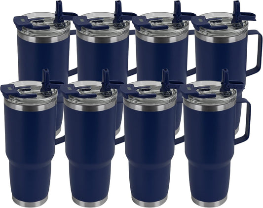 HASLE OUTFITTERS 30oz Tumbler Bulk with Handle, Insulated Travel Coffee Mug Set with Handle Leak-Proof Double Wall Stainless Steel Vacuum Tumblers Pack Metal Cup for Hot and Cold Drink