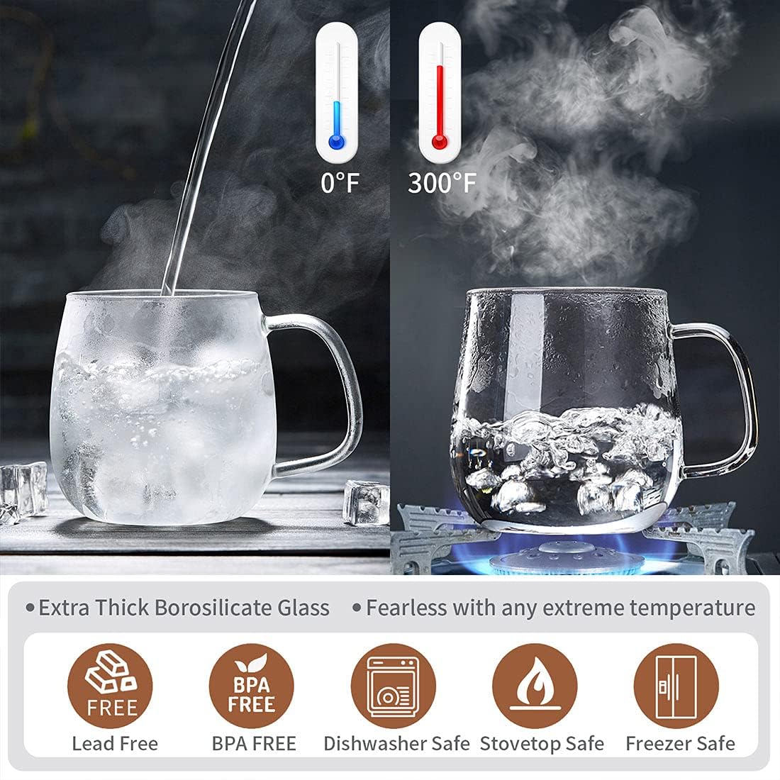 Glass Tea Cup with Infuser and Lid, 17.6oz/520ml Large Borosilicate Teacup,Tea Glass, Clear Mug for Loose Leaf Tea, Blooming Tea, Microwave & Dishwasher Safe - Tea Maker Gift for Birthday