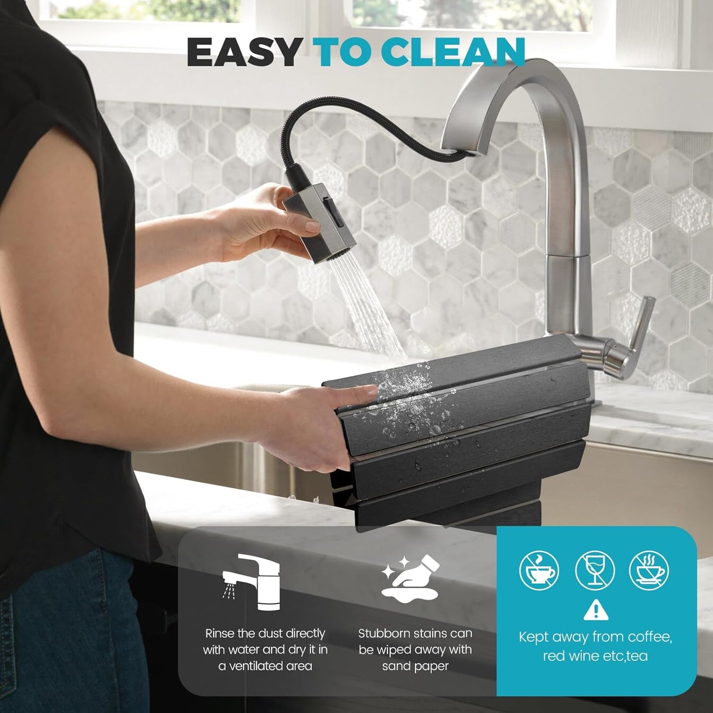 Extral Large Quick Dry Stone Drying Mat for Kitchen Counter,24"(L)x16"(W) Collapsible Eco-Friendly Absorbent Diatomaceous Earth Mat for Dishes Cups,Dish Drying Mats for Any Countertop ﻿